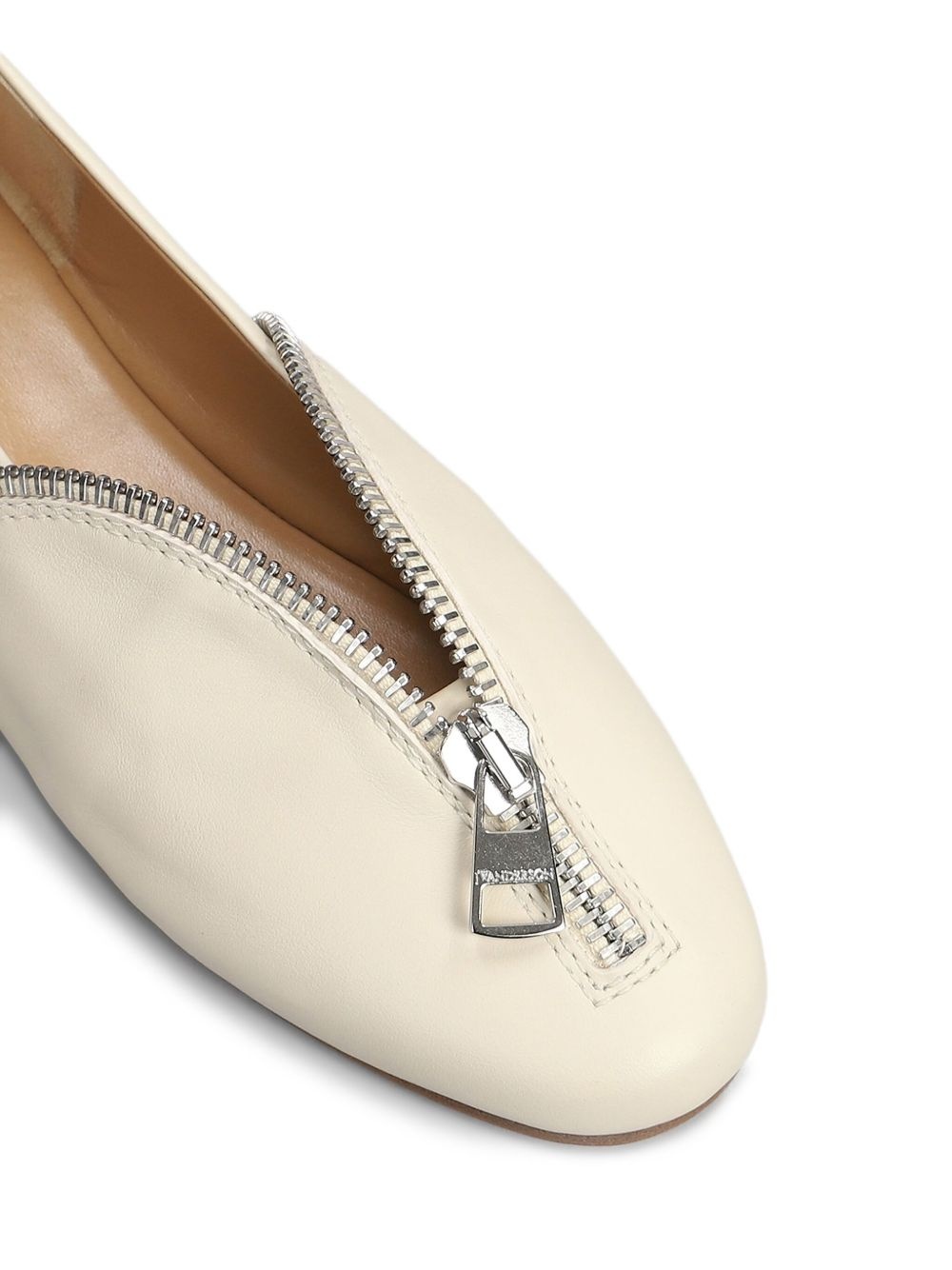 zip-detail leather ballerina shoes - 5
