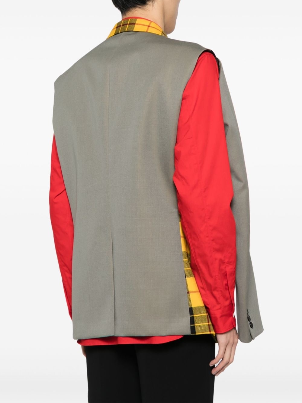 check-pattern wool blazer - 4
