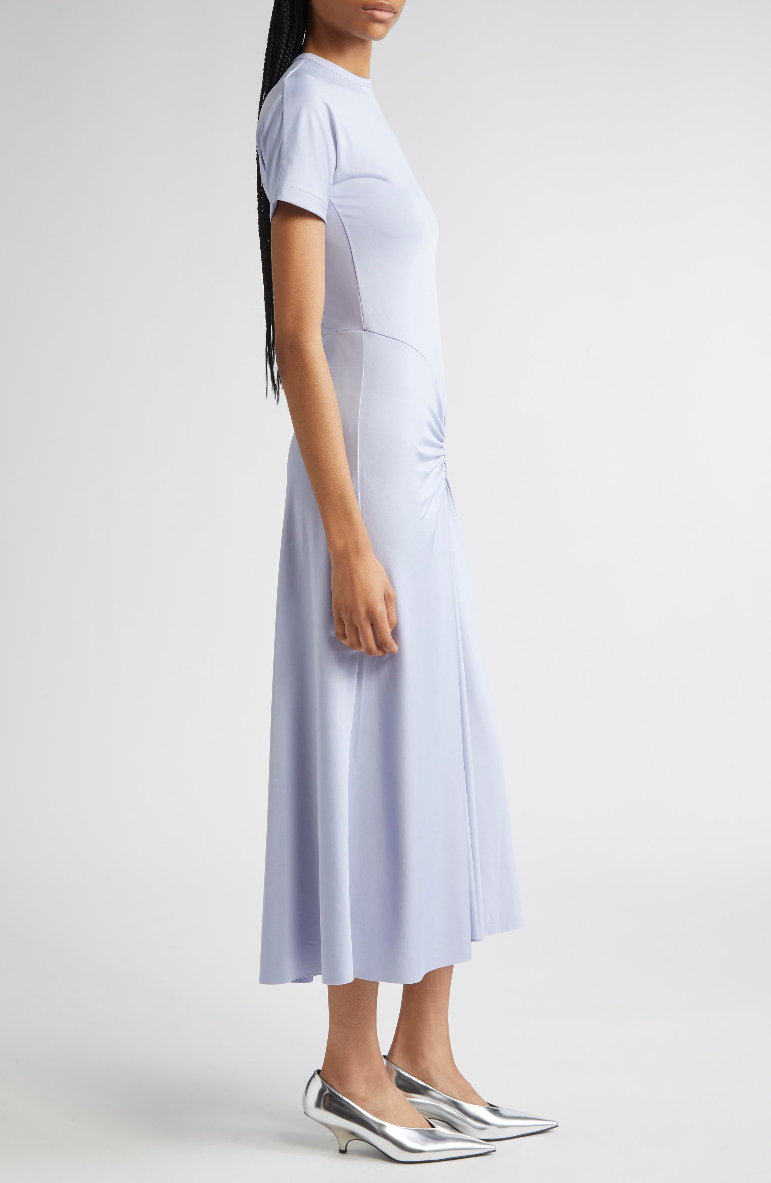 Victoria Beckham Gathered Detail T-Shirt Midi Dress in Delphinium at Nordstrom - 3