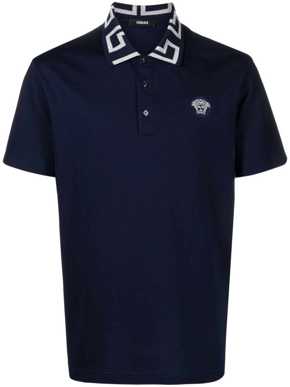 Greca-collar cotton polo shirt - 1