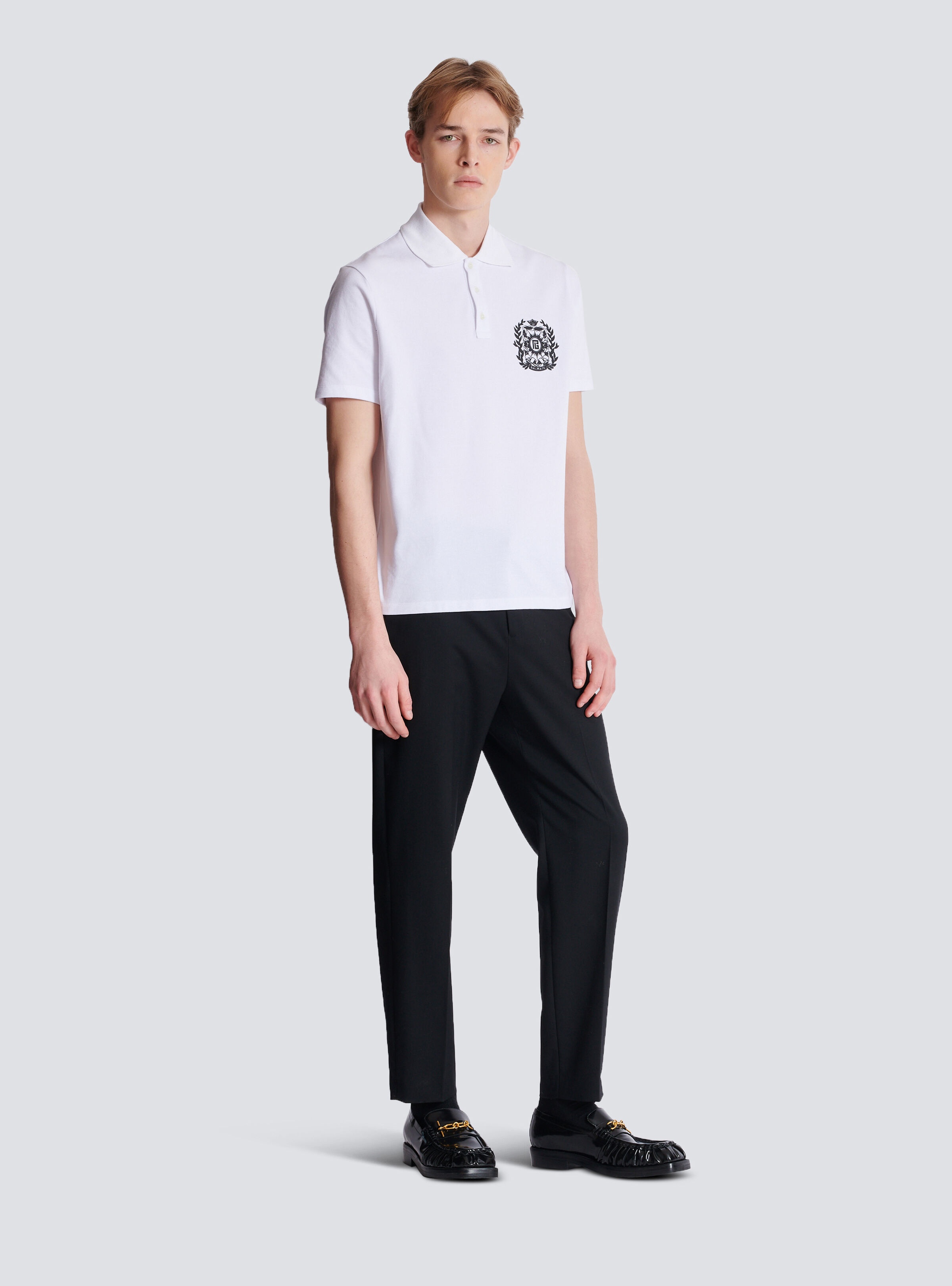 Cotton polo shirt with Écusson print - 3