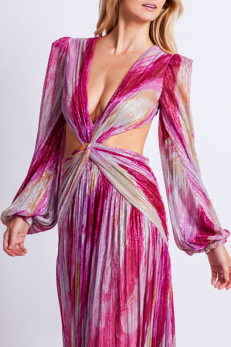 Aura Metallic Plunge Maxi Dress 1