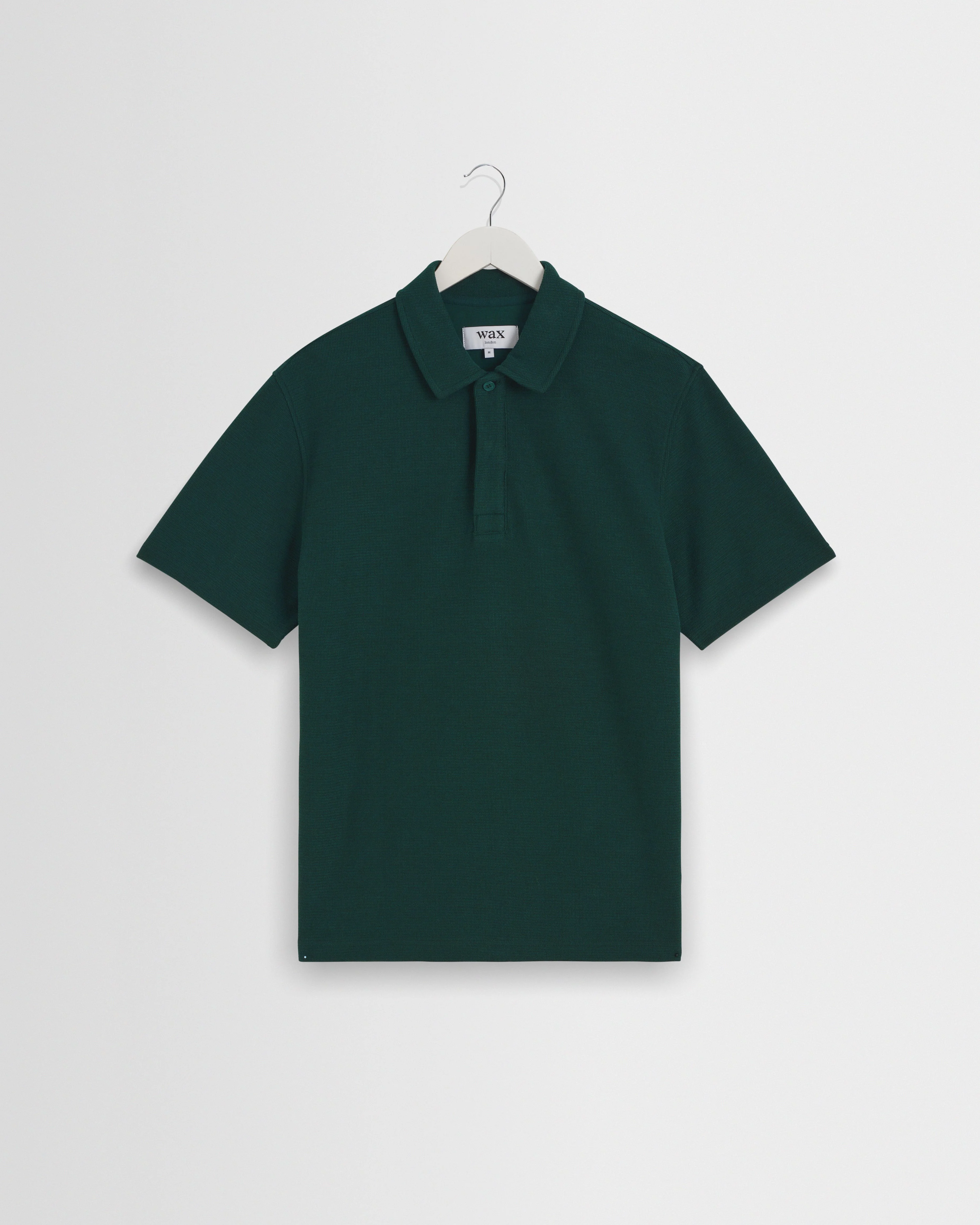 Shore - Bottle Green Textured Short-Sleeve Polo Shirt - 1