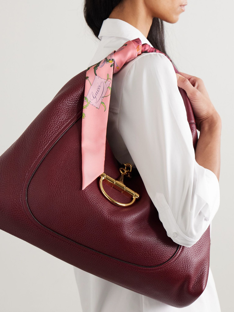 GUCCI Flora printed silk-twill scarf Magenta outlook