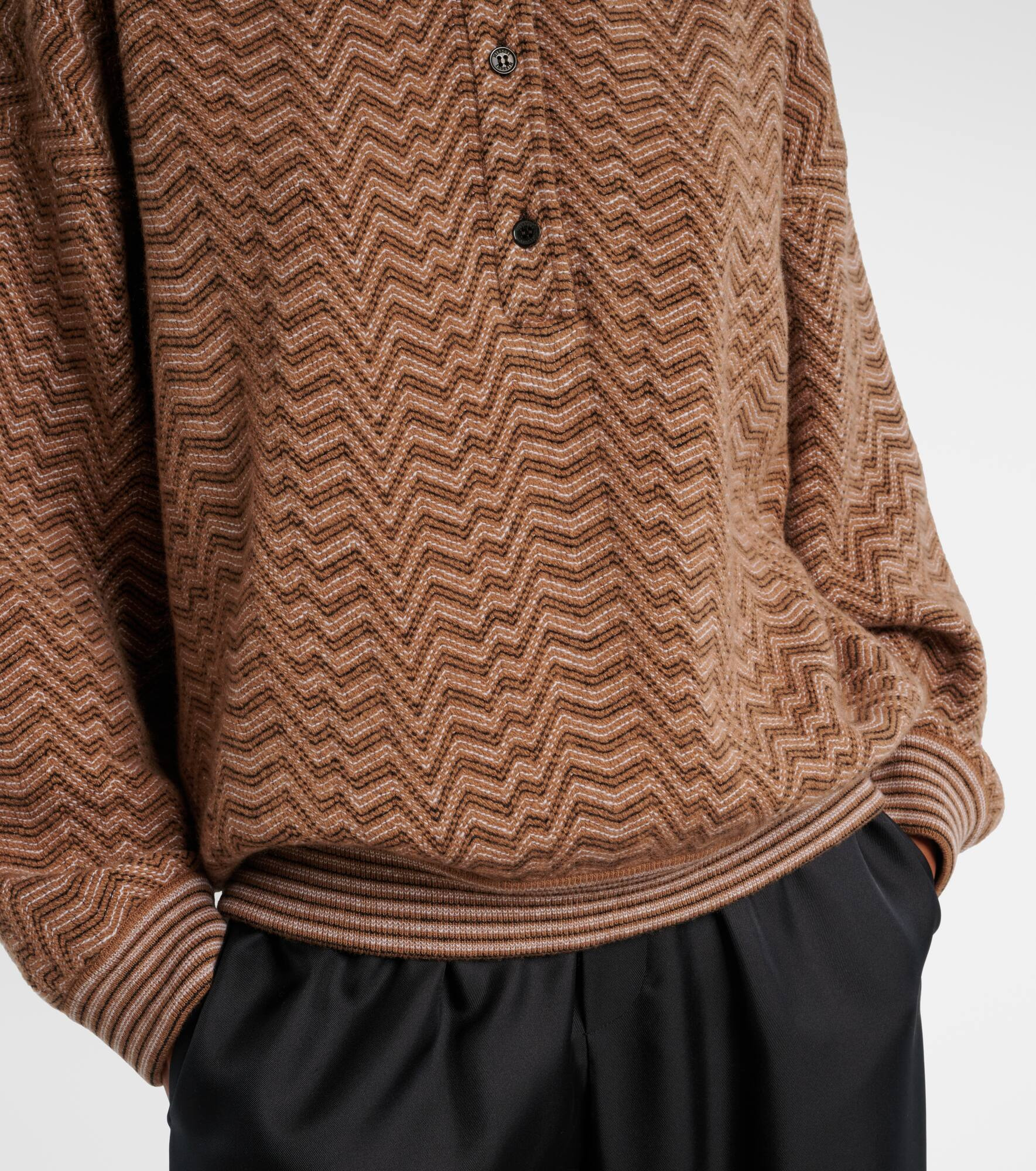 Zigzag  wool and cotton polo sweater - 5