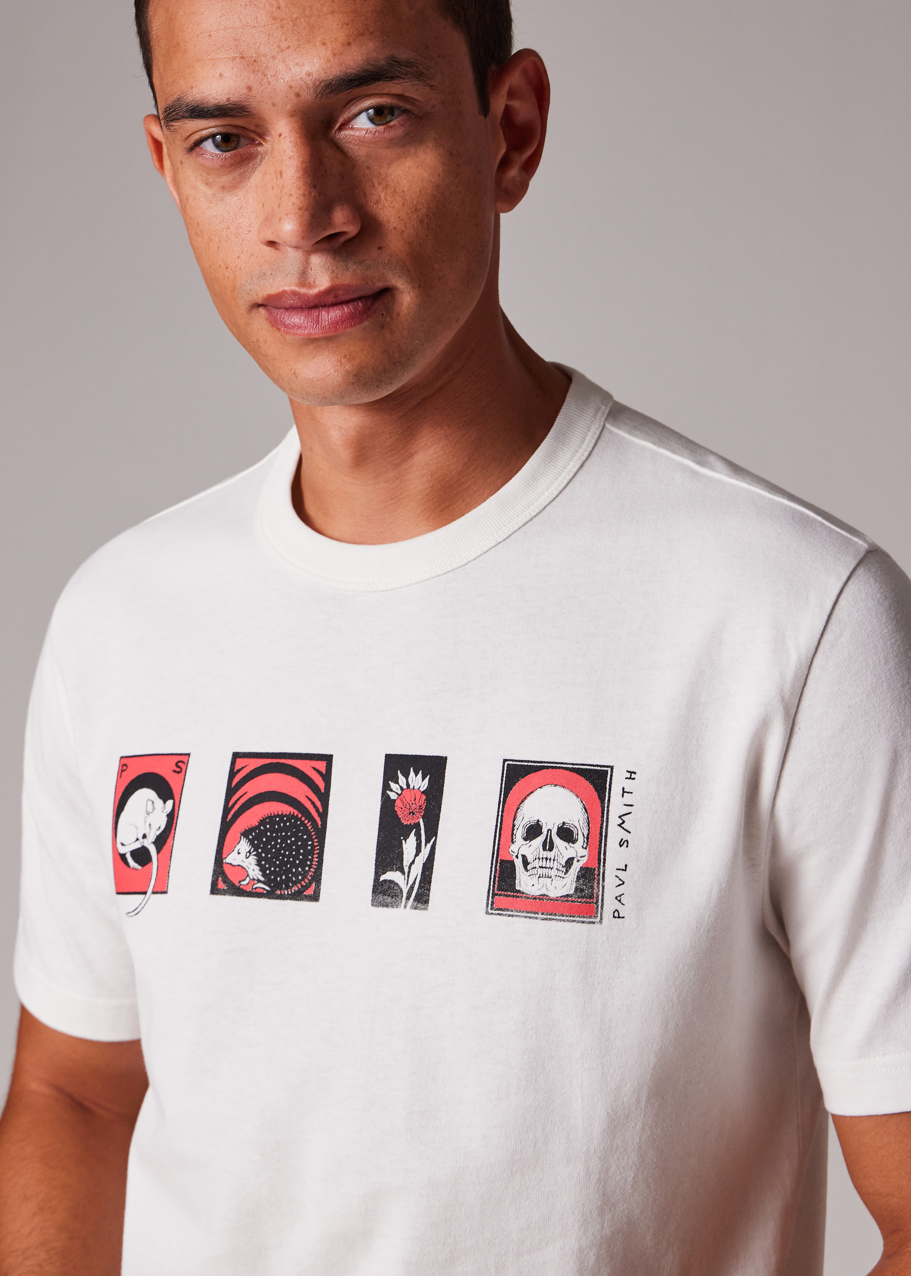 White 'Cards' Print T-Shirt - 5