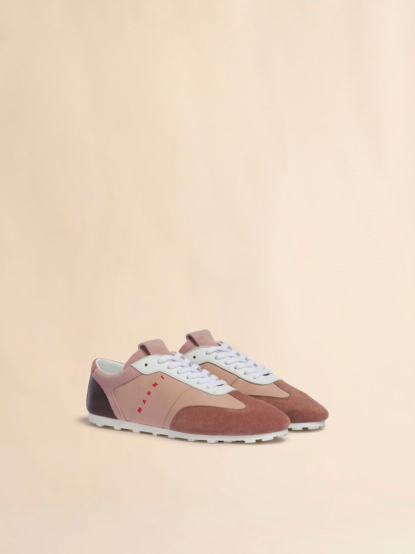 PINK LEATHER AND SUEDE SNEAKER - 2