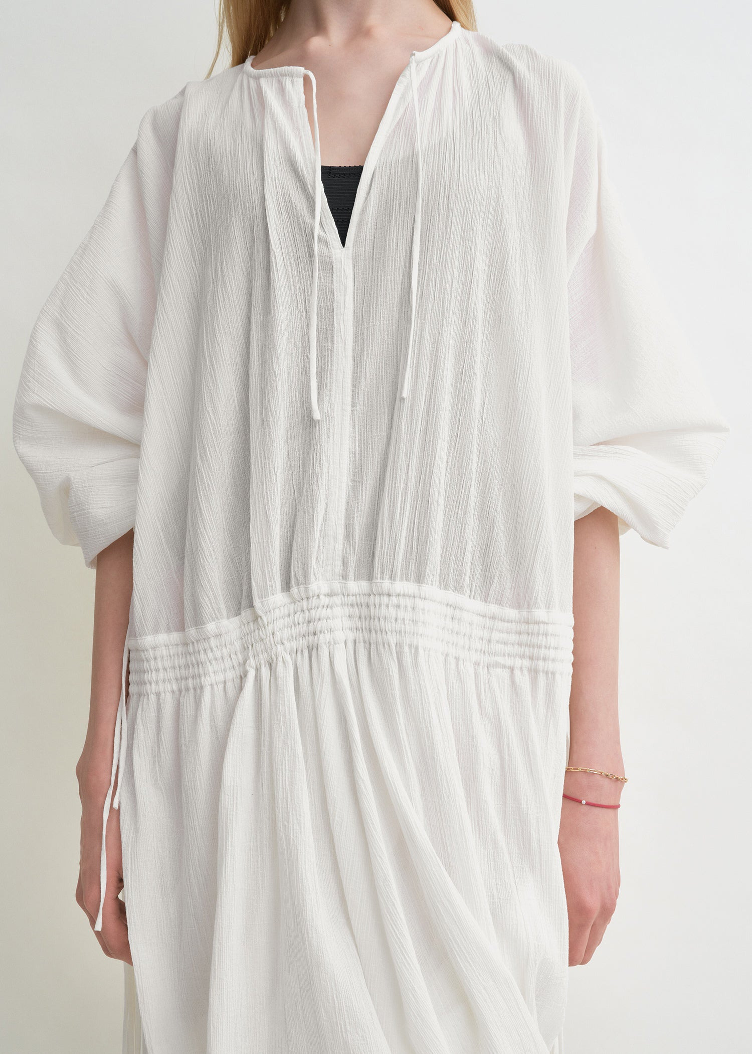 Drawstring dress off-white - 5