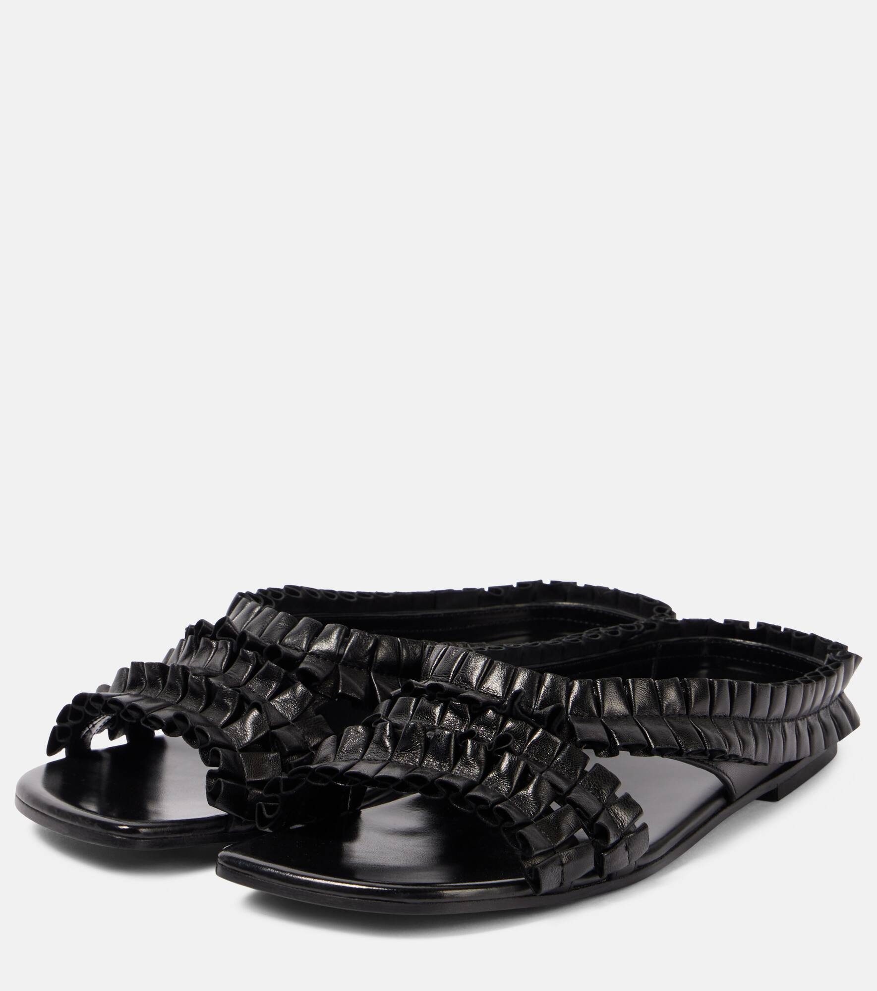 Ruffled leather sandals - 4