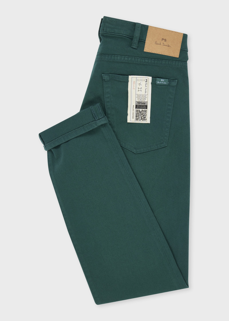 Paul Smith Tapered-Fit Petrol Green Garment-Dyed Organic Cotton-Stretch Jeans outlook