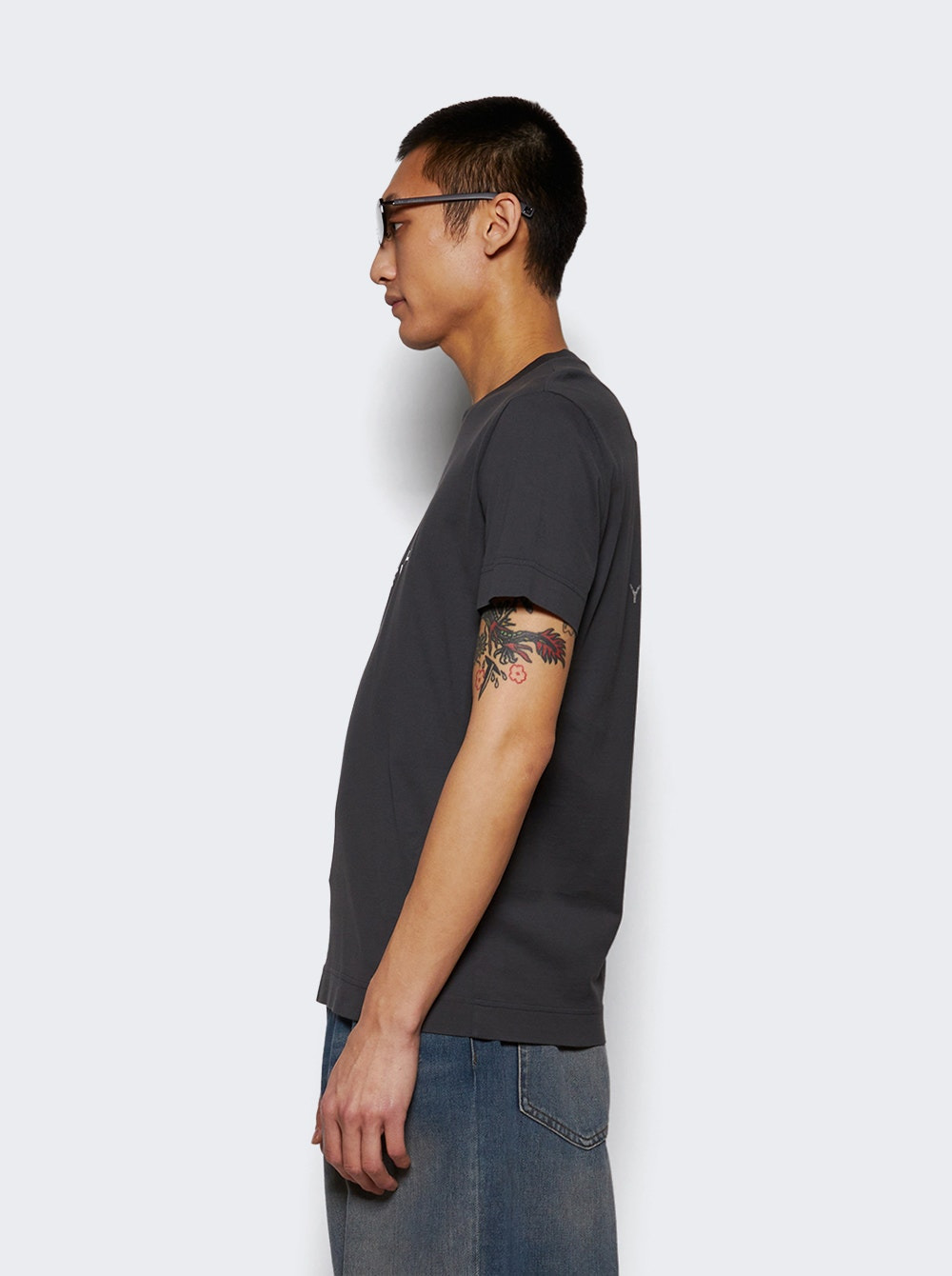 Slim Fit Reverse Print Tee Charcoal - 4