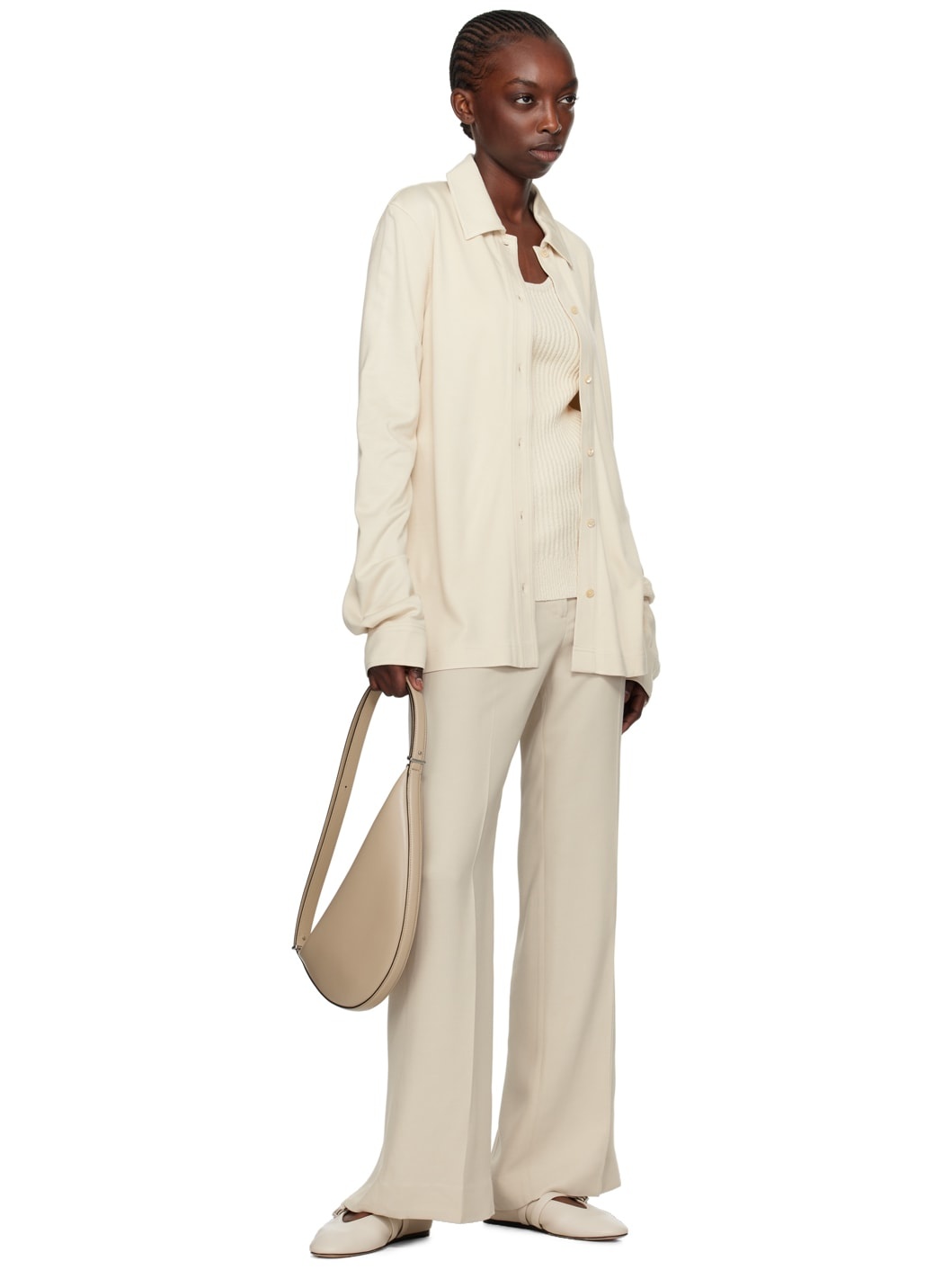 Beige Straight-Leg Trousers - 4