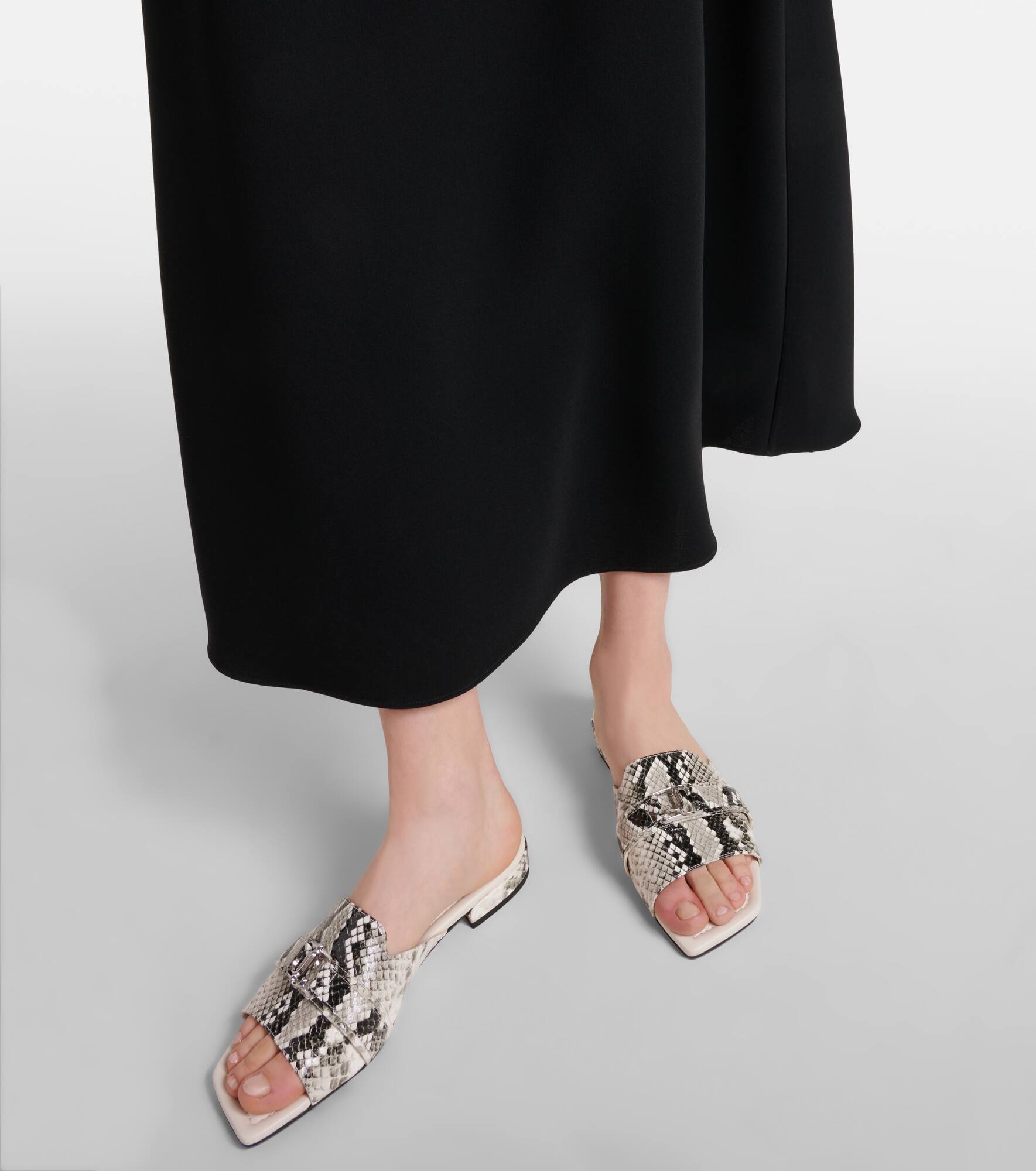 Nako snake-effect leather slides - 4