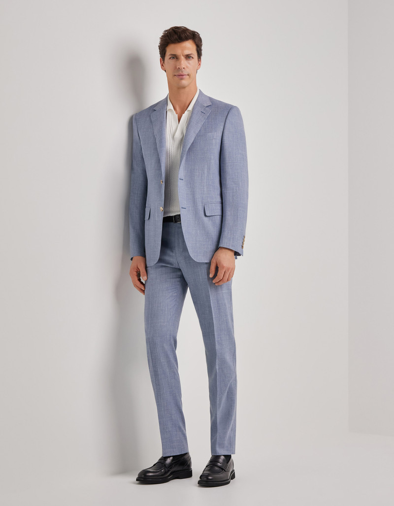 Canali LIGHT BLUE WOOL, SILK AND LINEN REGULAR-FIT JACKET outlook