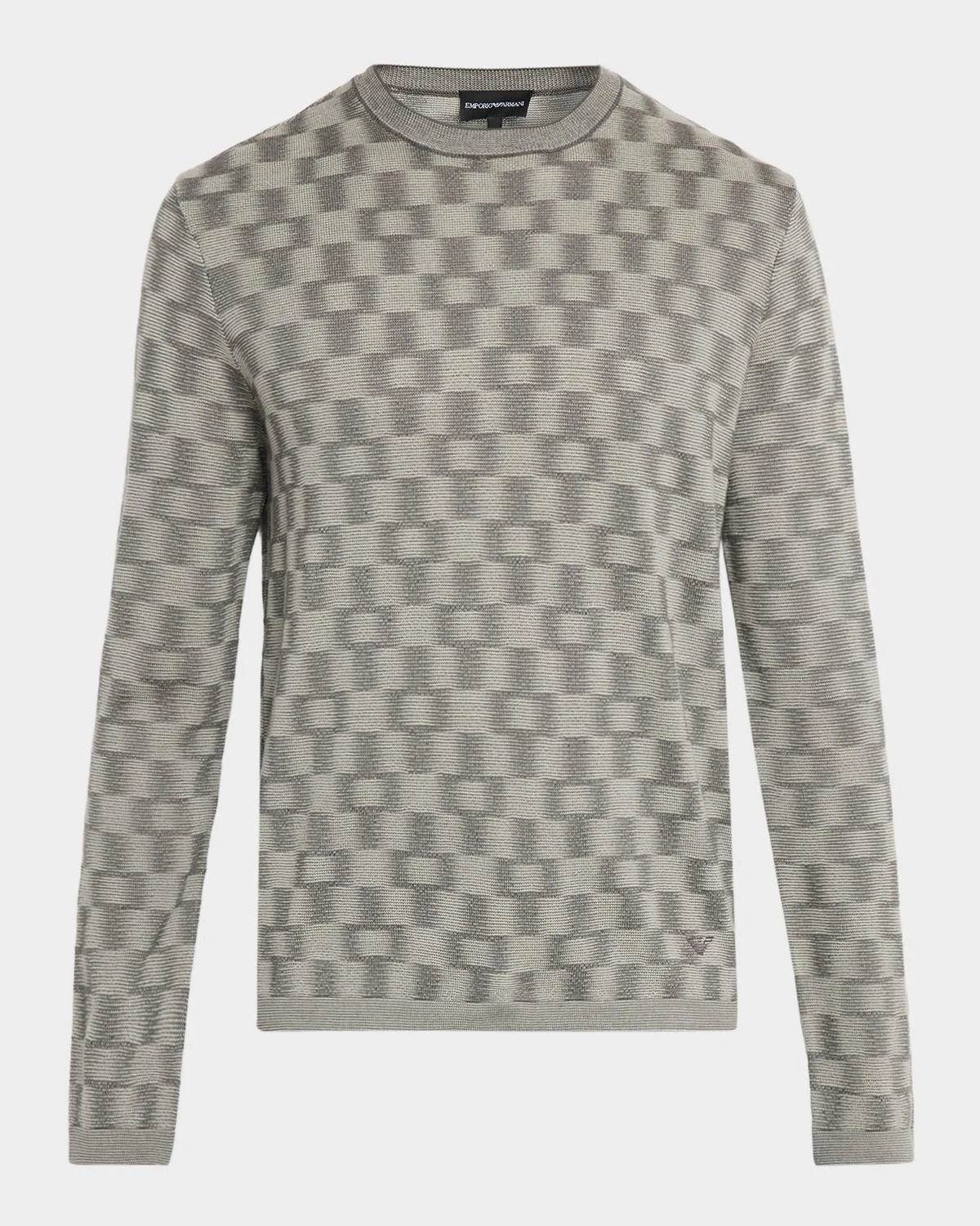 Men's Geometric Wool Basketweave Sweater - 1