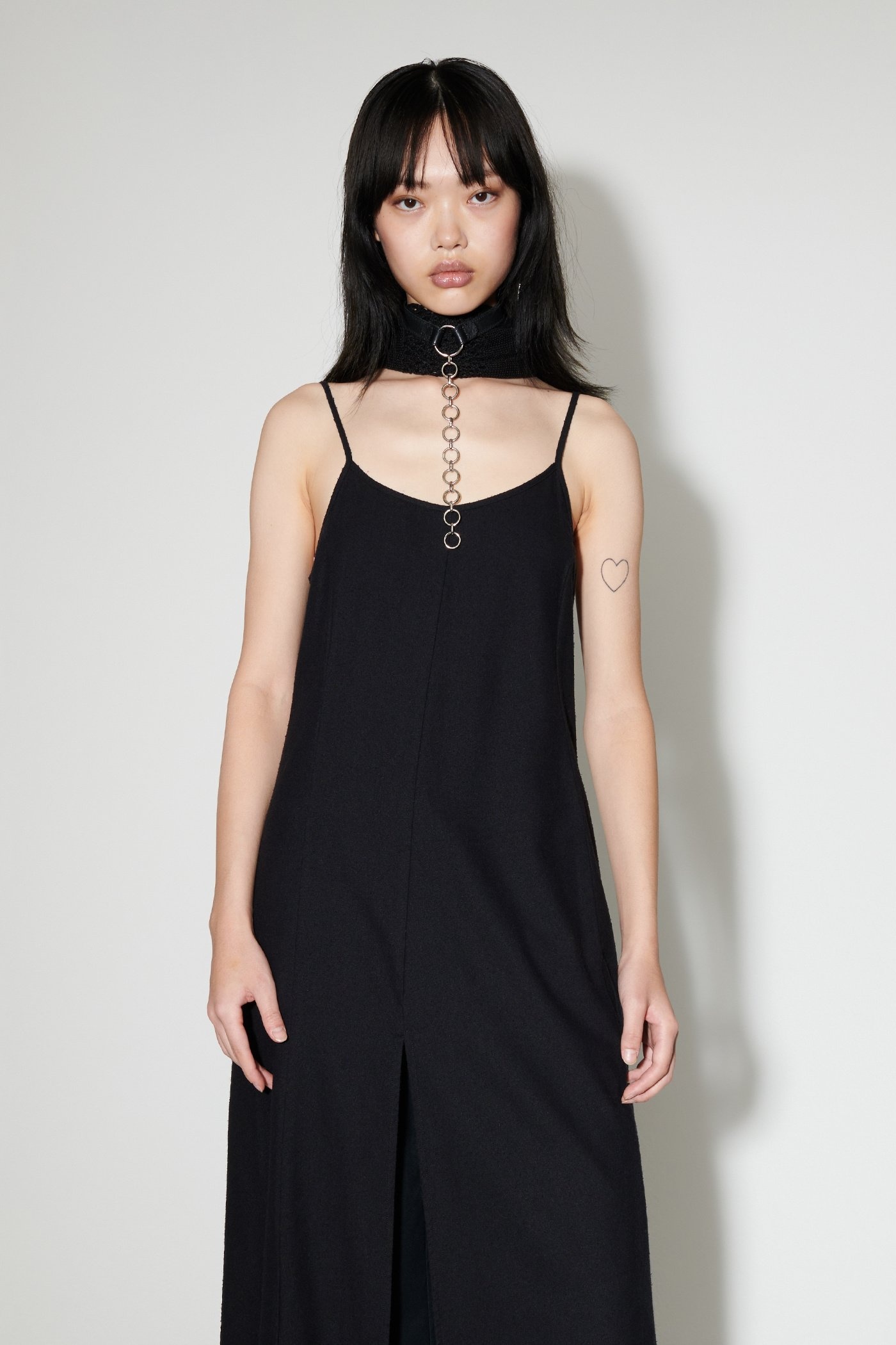 Slip Evening Dress Worn Black Silk Noil - 2