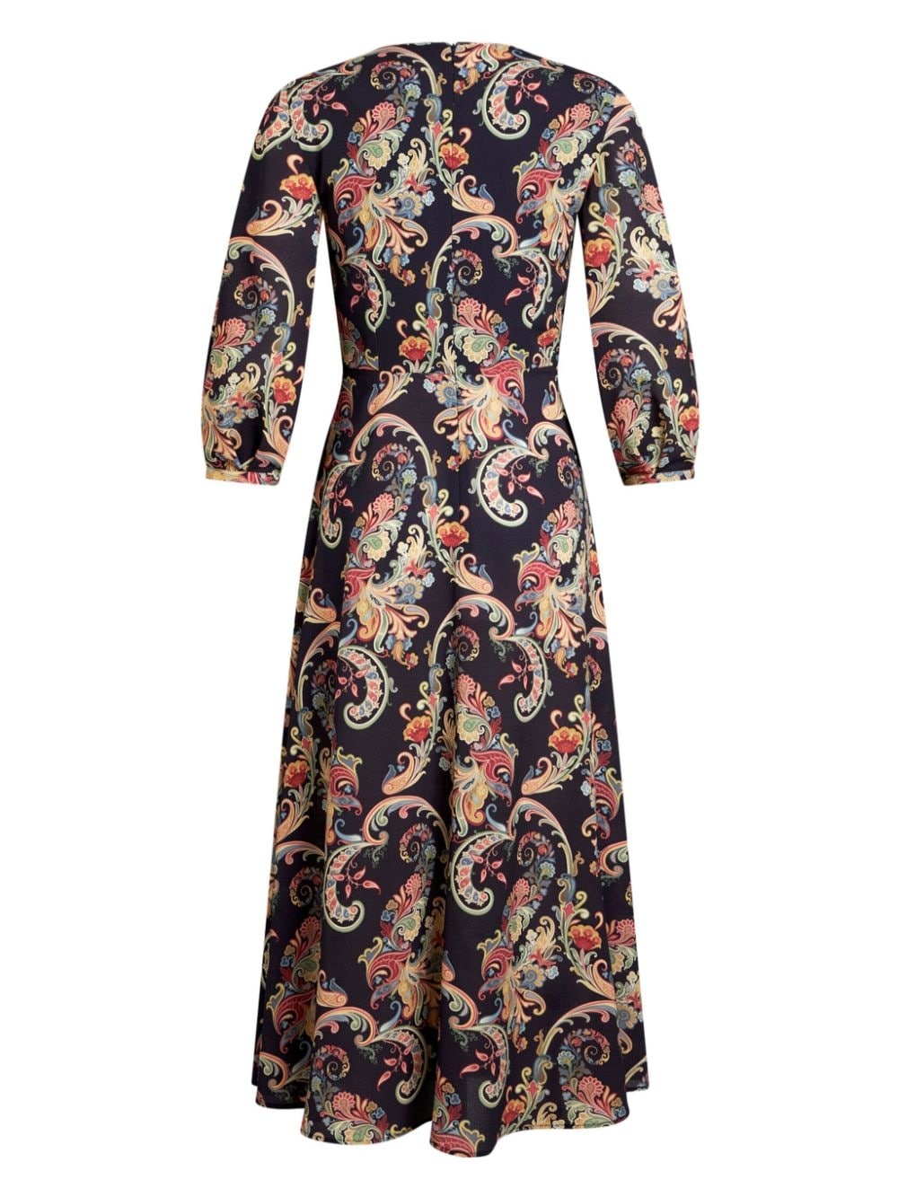 ETRO★Paisley Print Tie Neck Ruffle Asymmetrical Hem Dress ETRO Paisley Print Tie Neck Ruffle Asymmetrical Hem Silk