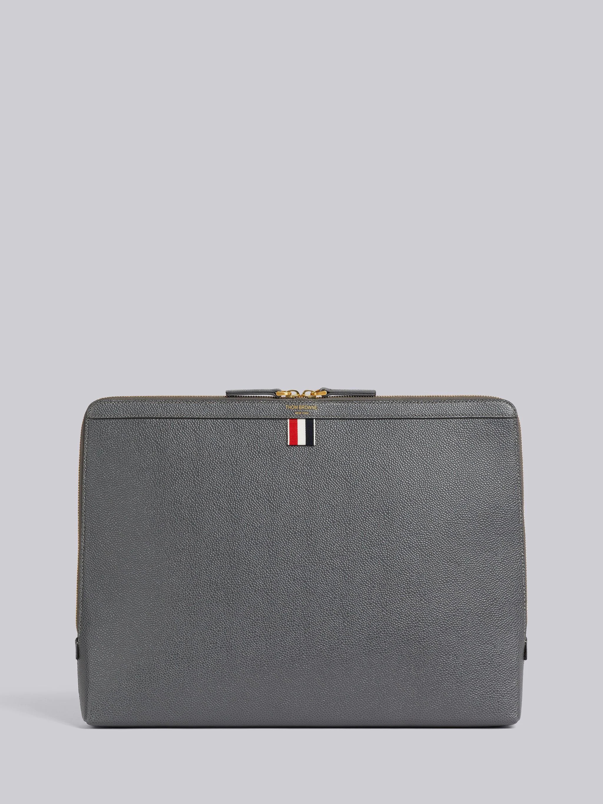 Dark Grey Pebble Grain Leather Document Holder Backpack - 1