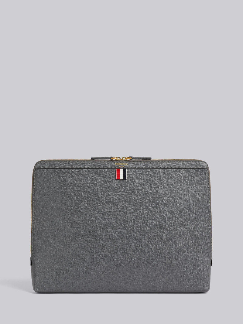 Dark Grey Pebble Grain Leather Document Holder Backpack 1
