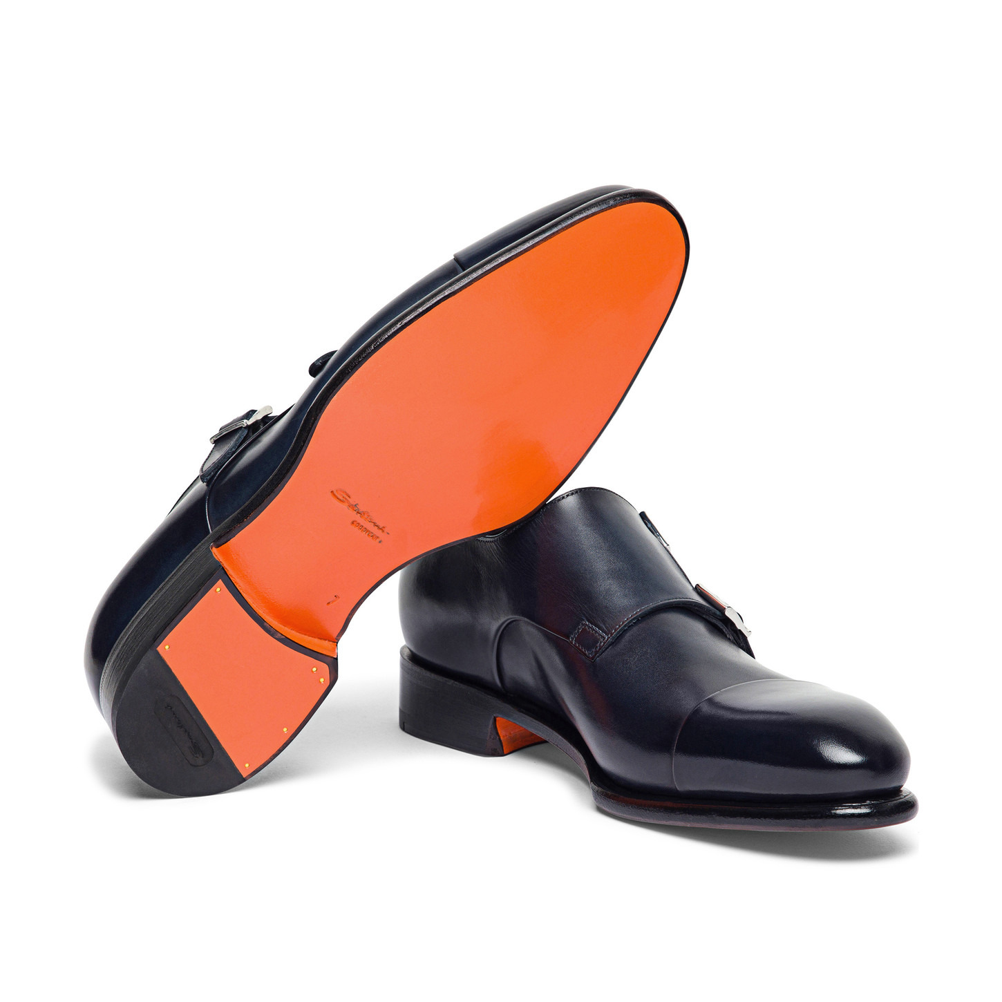 Men’s polished blue leather double-buckle shoe - 3