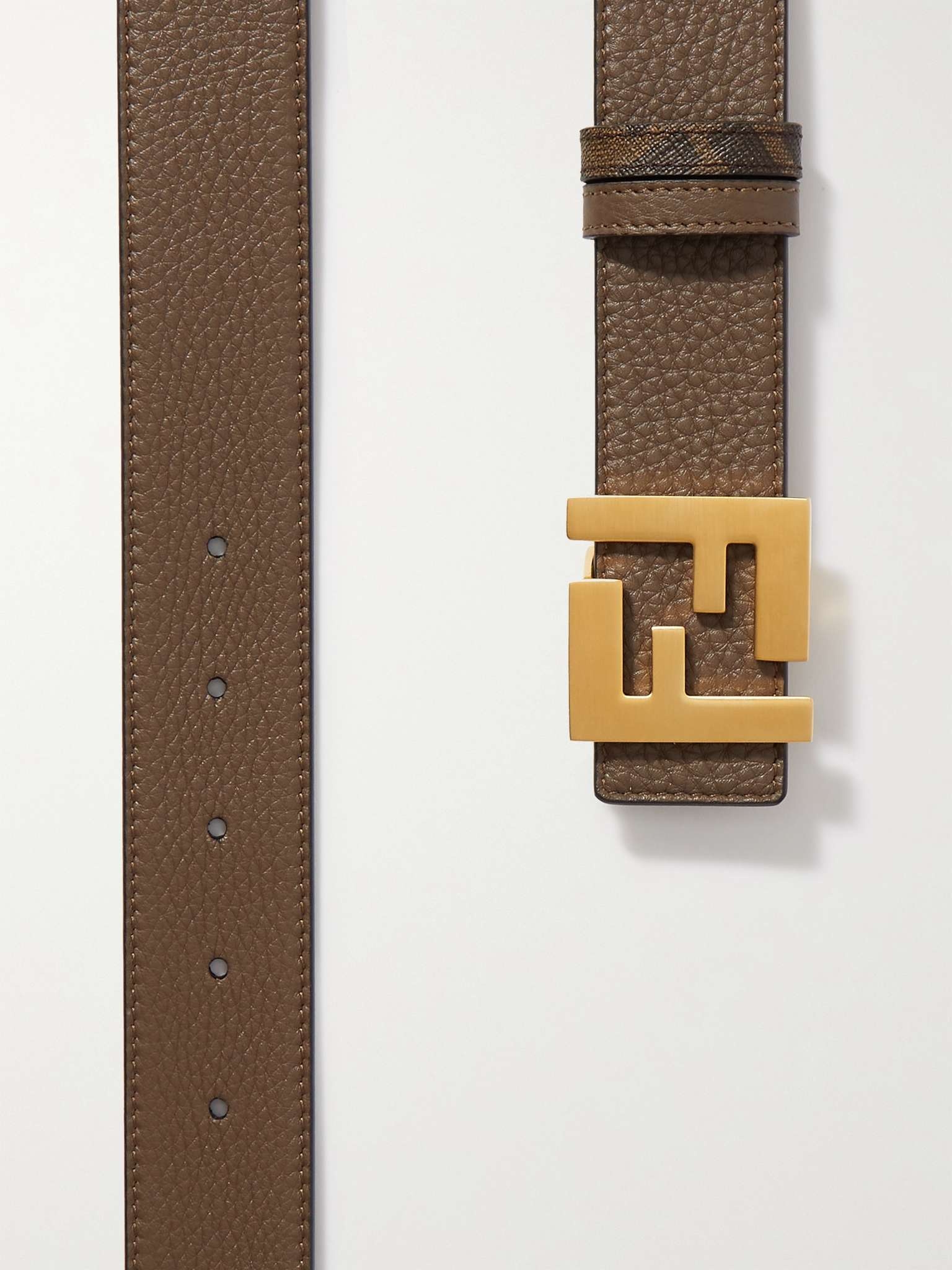 Reversible Logo-Print Leather Belt - 3