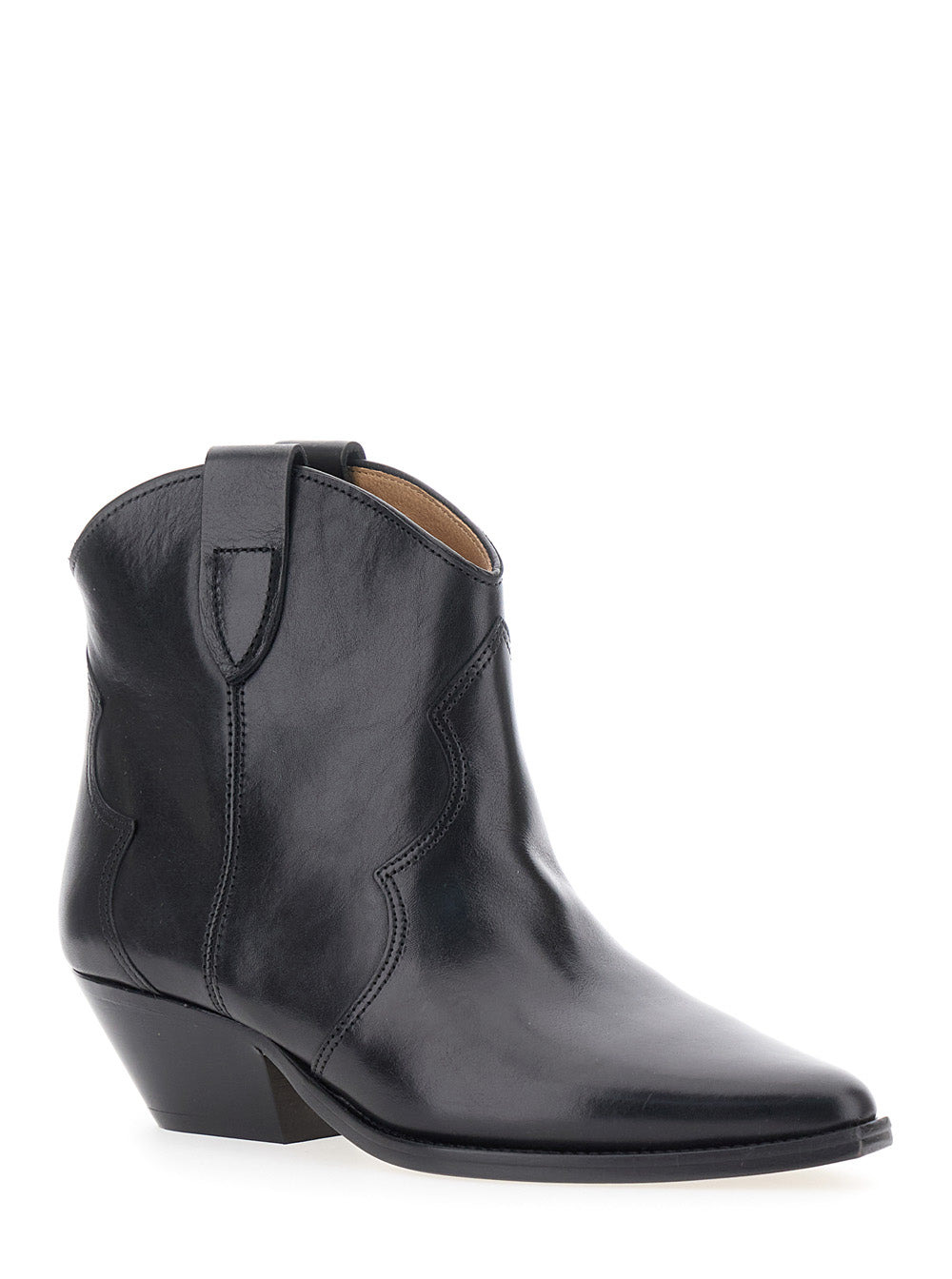 Isabel Marant Women 'Dewina' Black Slip-On Ankle Boots With Low Block Heel In Leather Woman - 2
