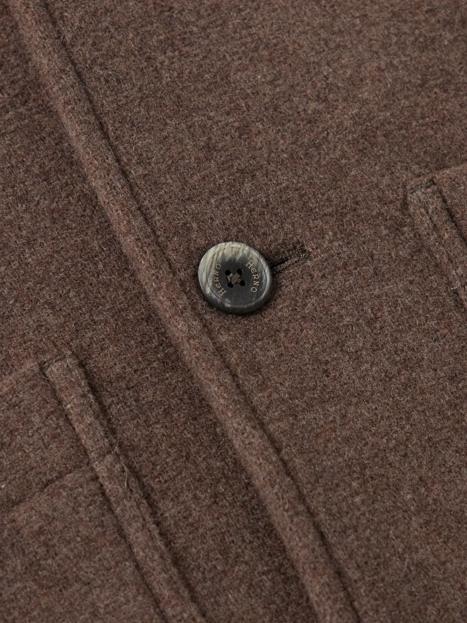 Wool-Blend Felt Overshirt Brown - 4