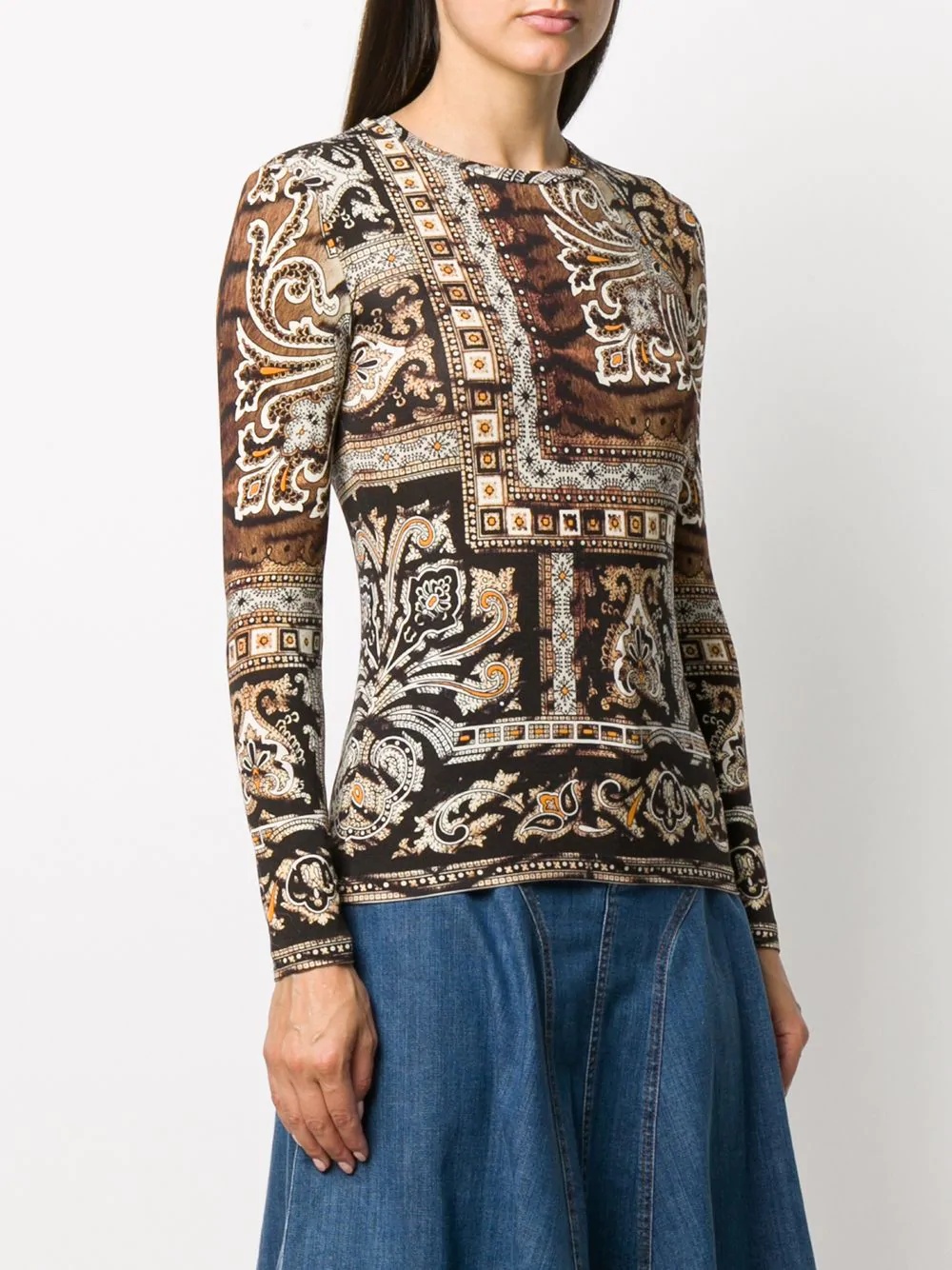 long sleeve paisley print top - 3