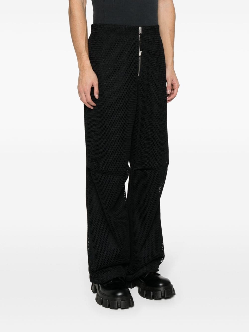 open-knit loose-fit trousers - 3