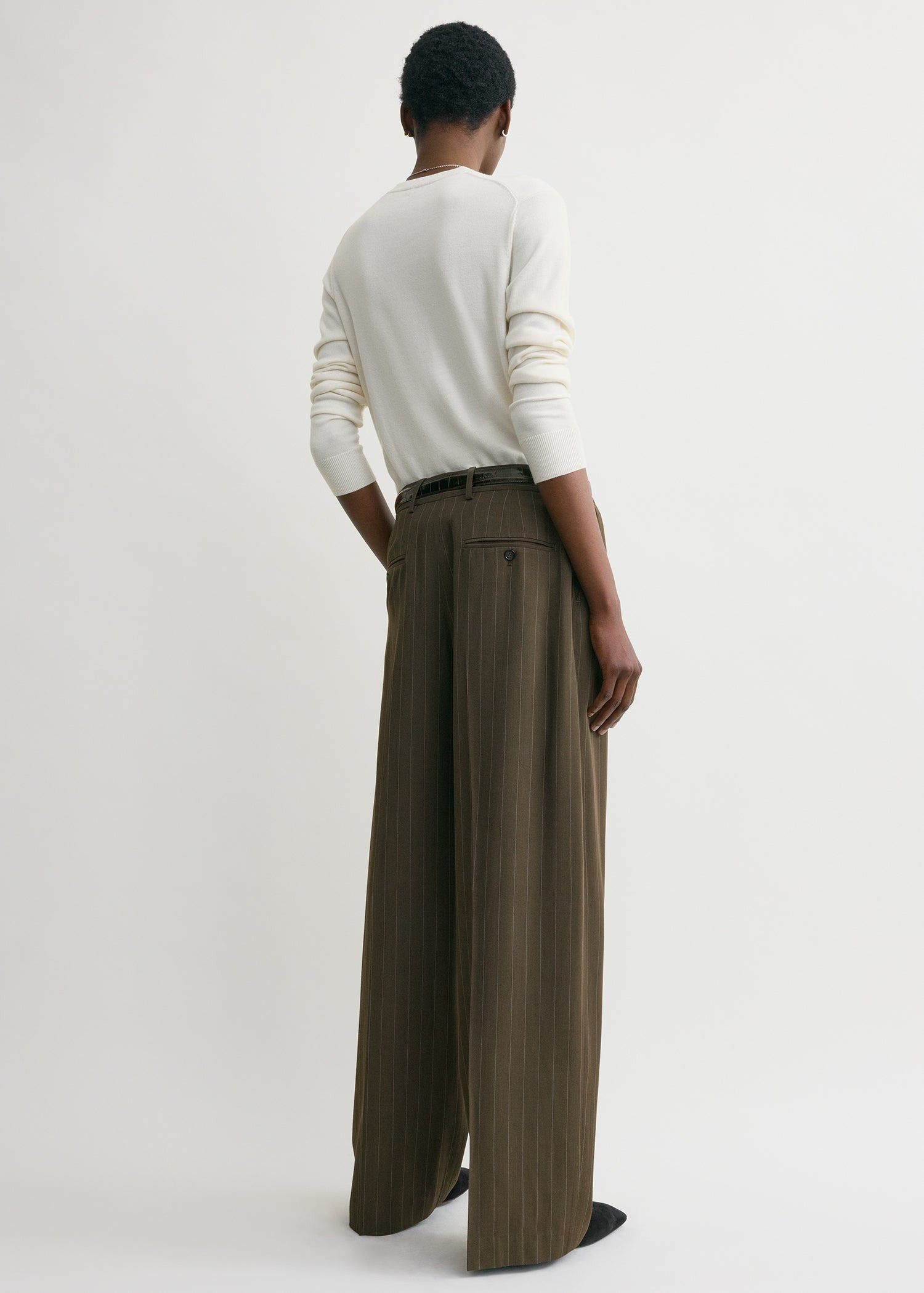 Wide pinstriped trousers pepper - 4