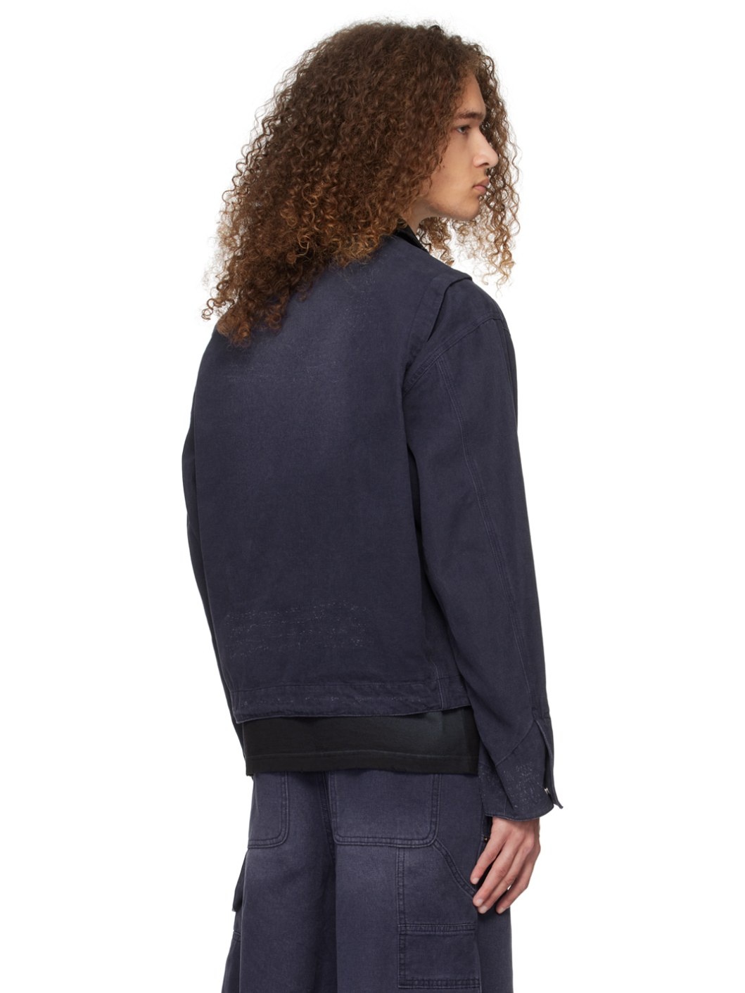 Navy Distressed Denim Jacket - 3
