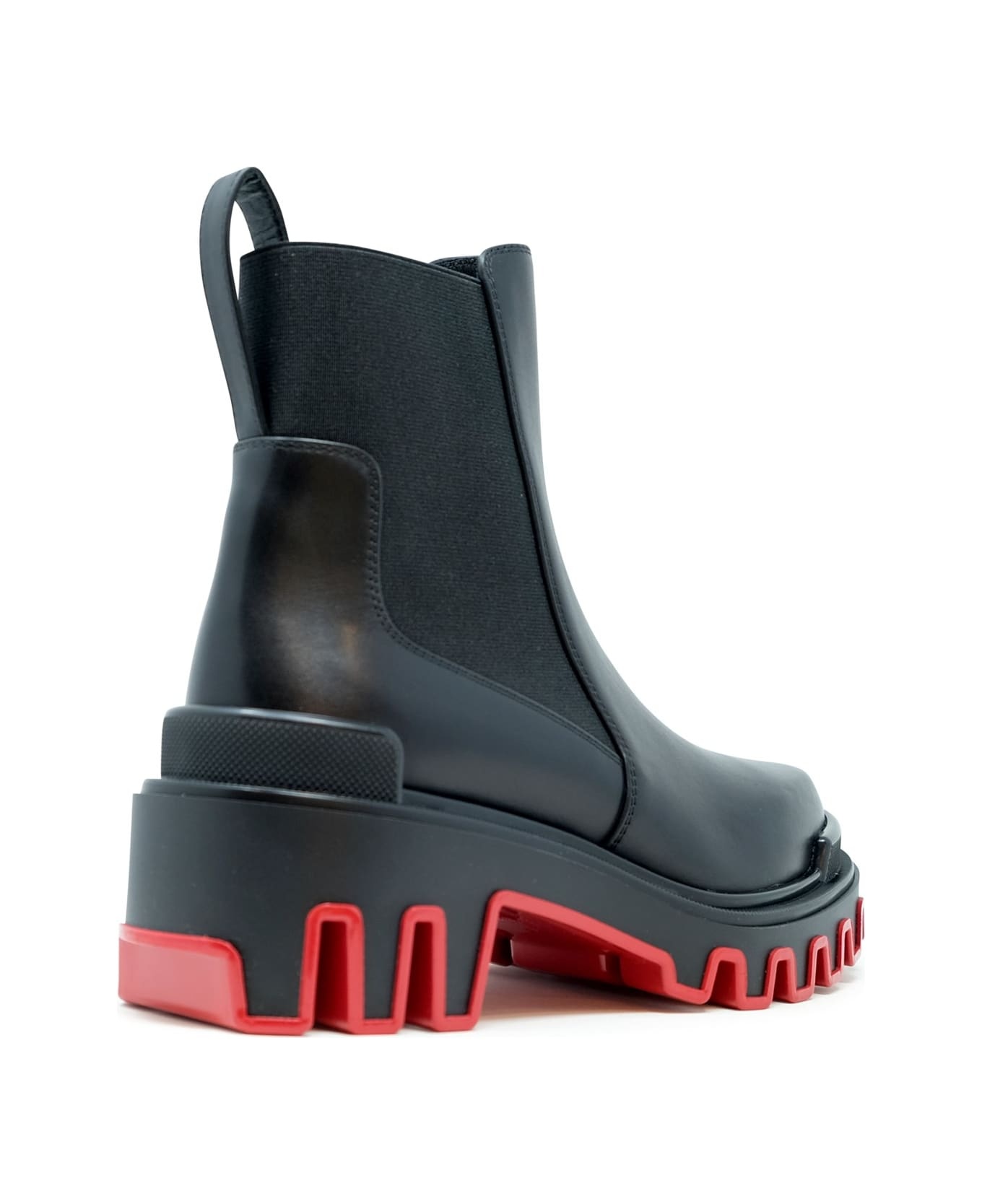 Christian Louboutin Black Calf Leather Wax Marchacroche Dune Flat Ankle Boots - 3