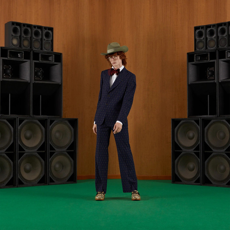 Horsebit striped wool formal suit 7