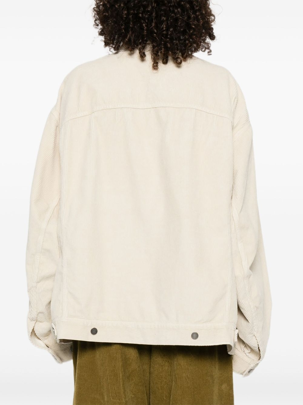 corduroy button-fastening jacket - 4