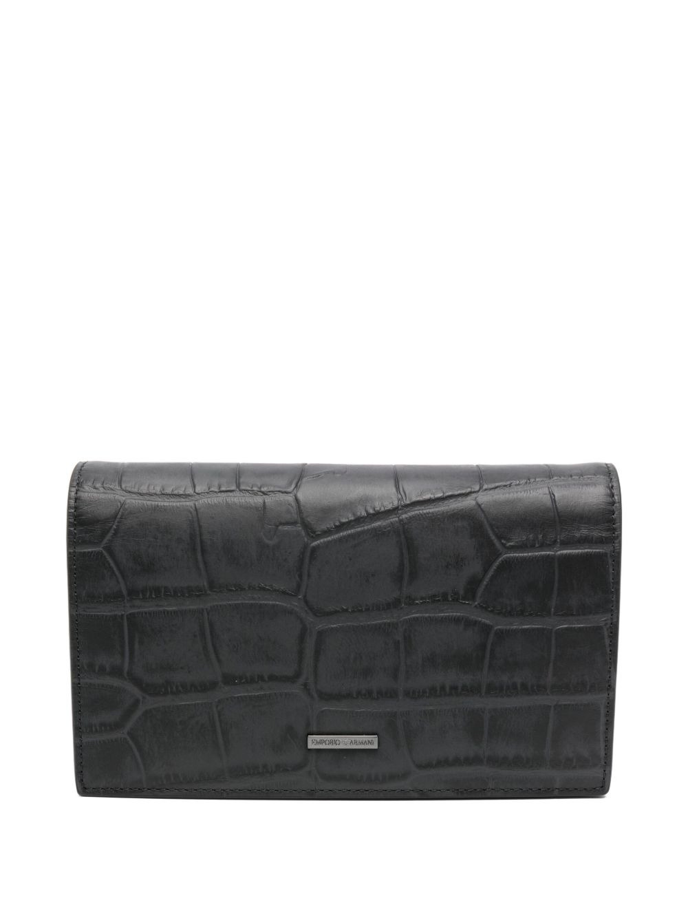 crocodile-embossed leather clutch - 4