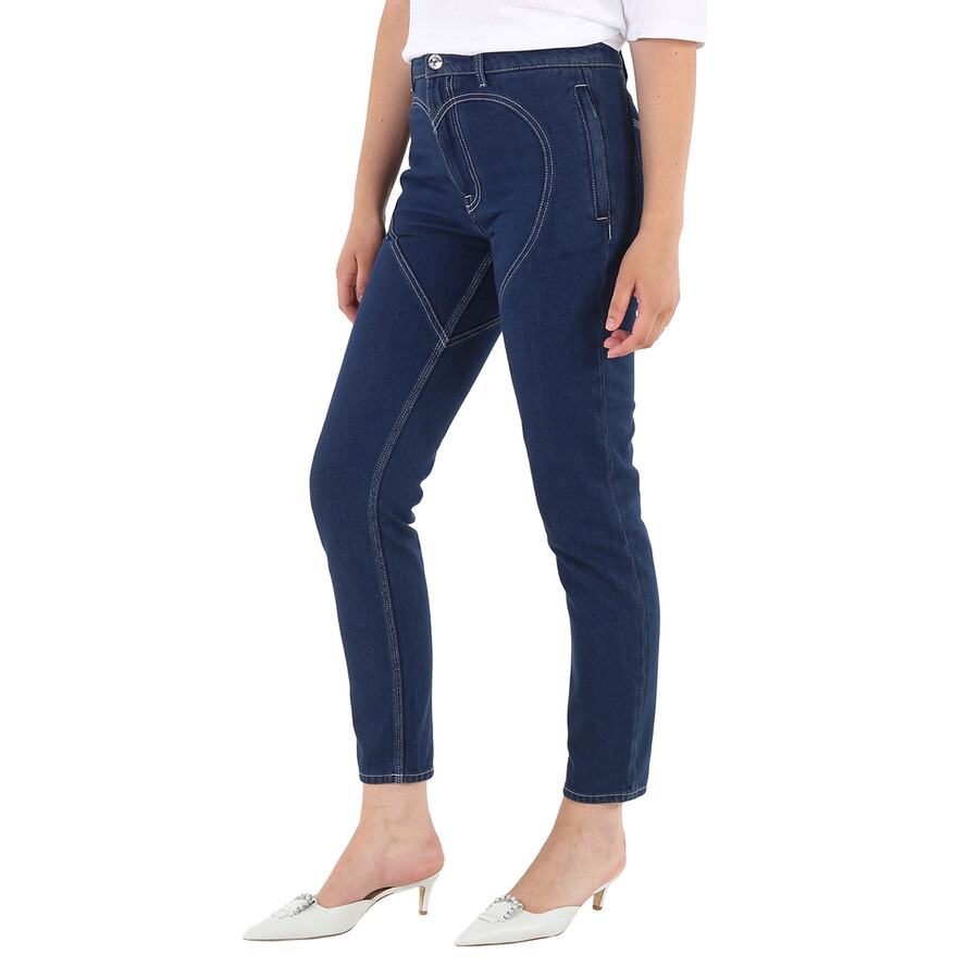 Burberry Ladies Dark Canvas Blue Heart-Motif Skinny Jeans - 5