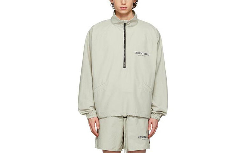 ESSENTIALS Fear of God Essentials FW21 Half-zip Track Jacket Green/Concrete FOG-FW21-105 outlook
