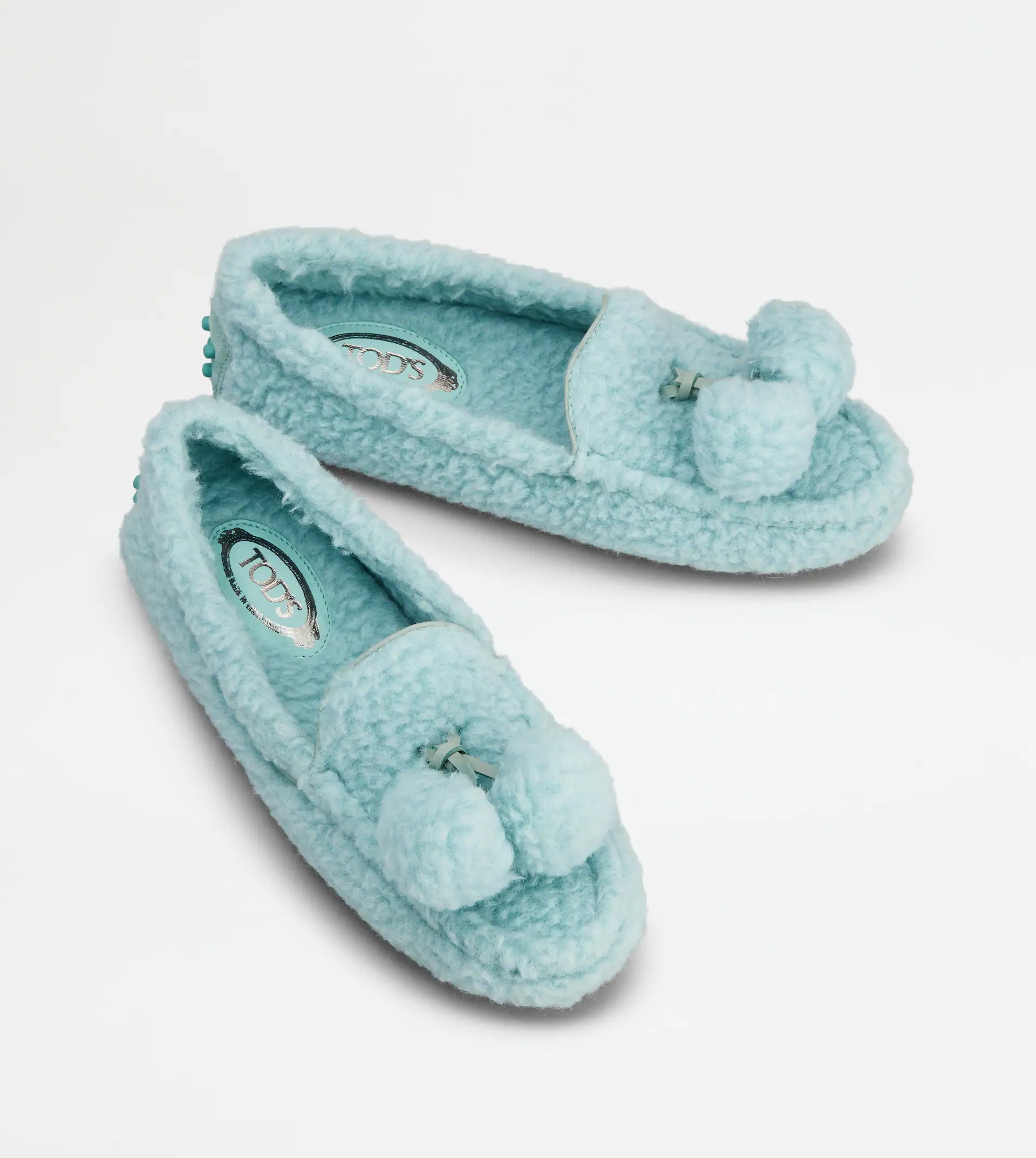 GOMMINO DRIVING SHOES IN WOOL AND SUEDE - LIGHT BLUE - 3