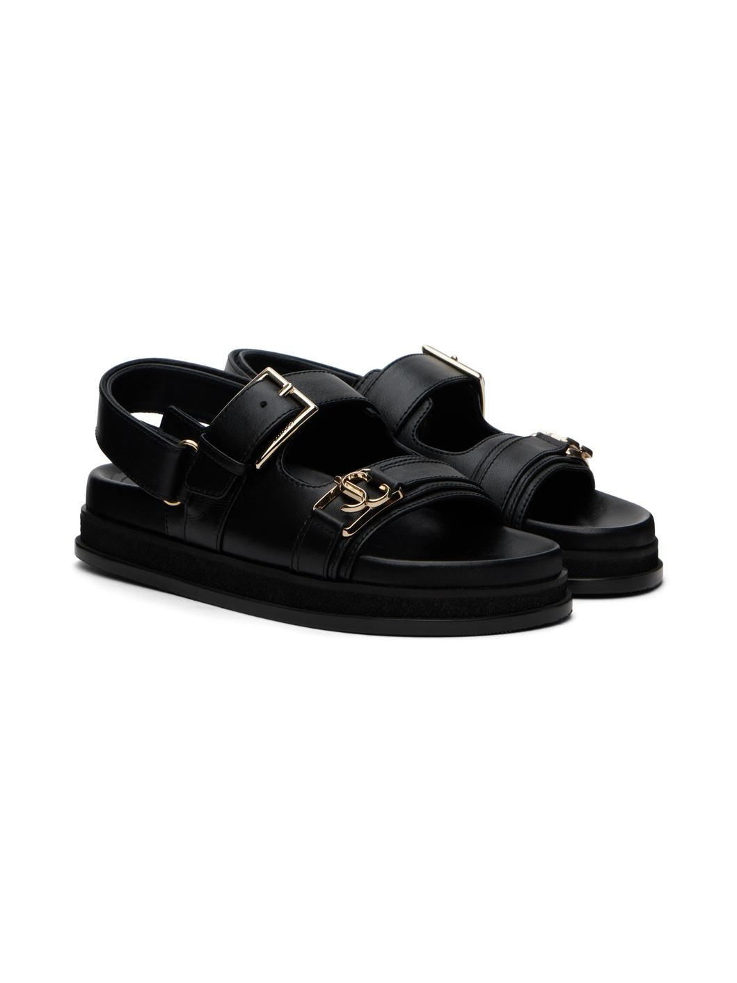 Black Elyn Flat Sandals - 4