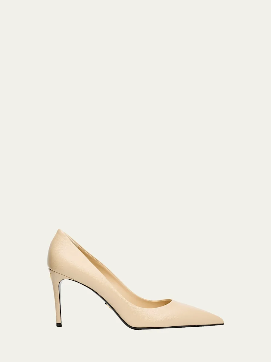 85mm Vernice Saffiano Leather Pumps - 1