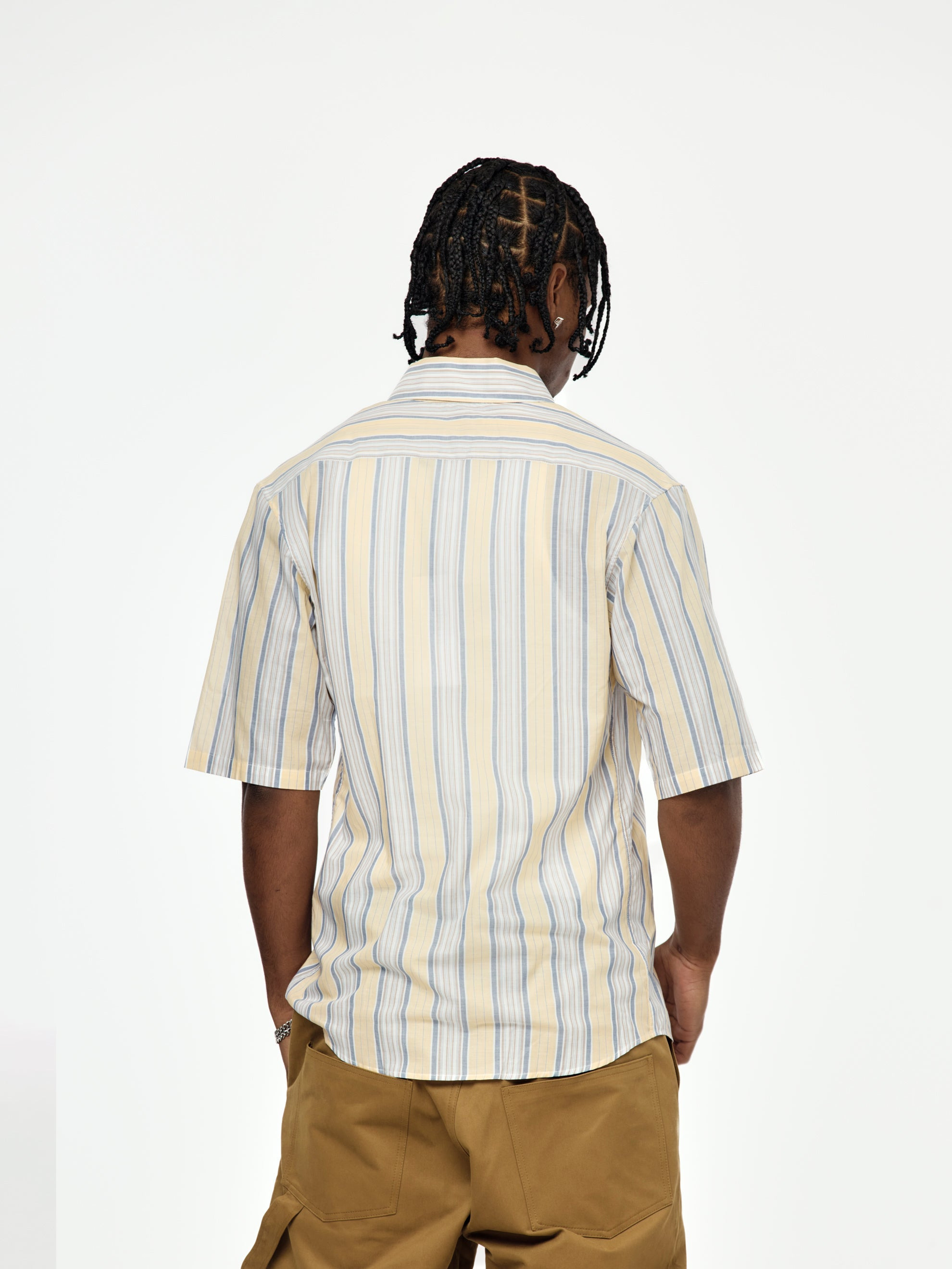 STRIPE S/S CASUAL SHIRT (YELLOW/BLUE) - 3