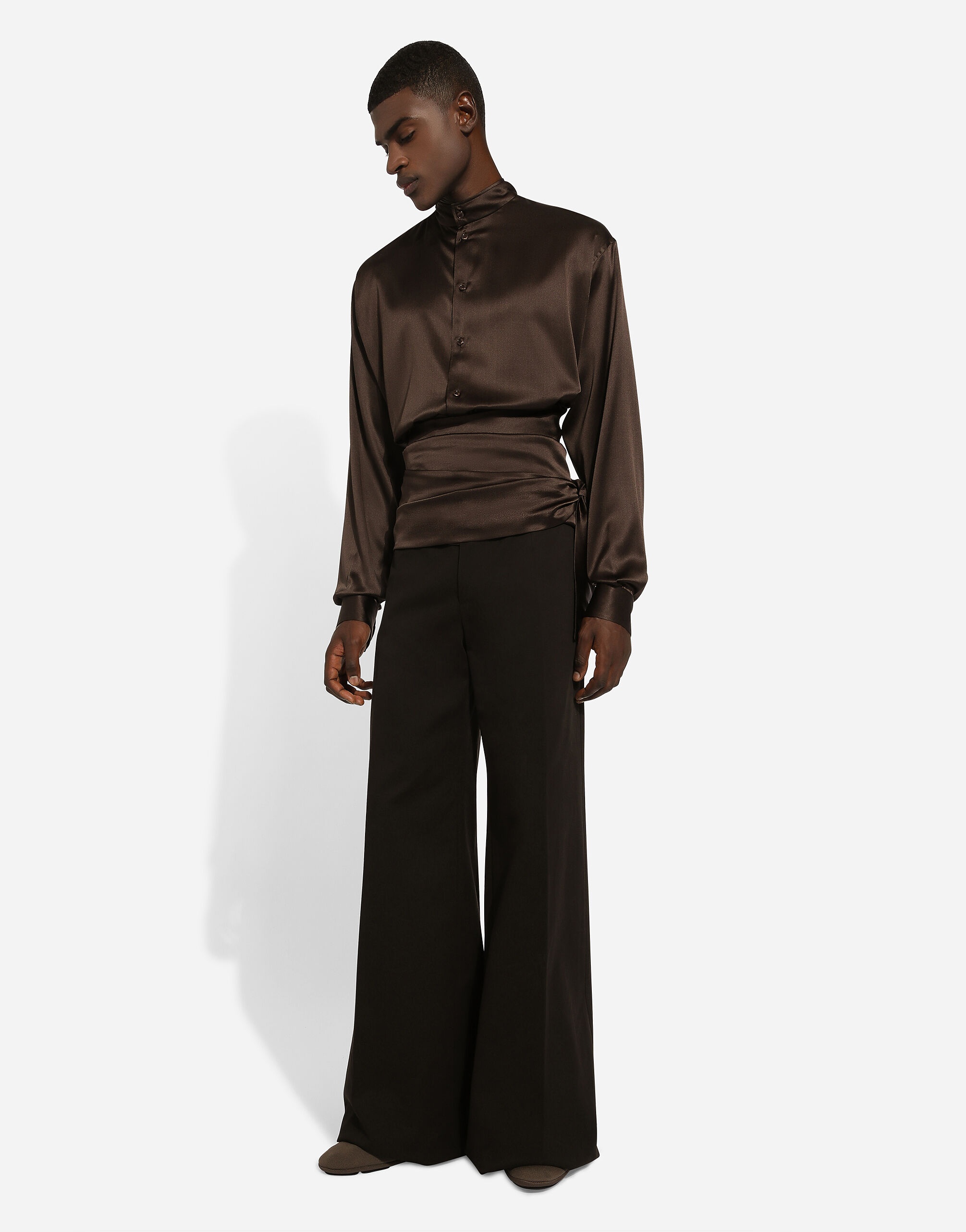 Wide-leg stretch cotton pants - 5