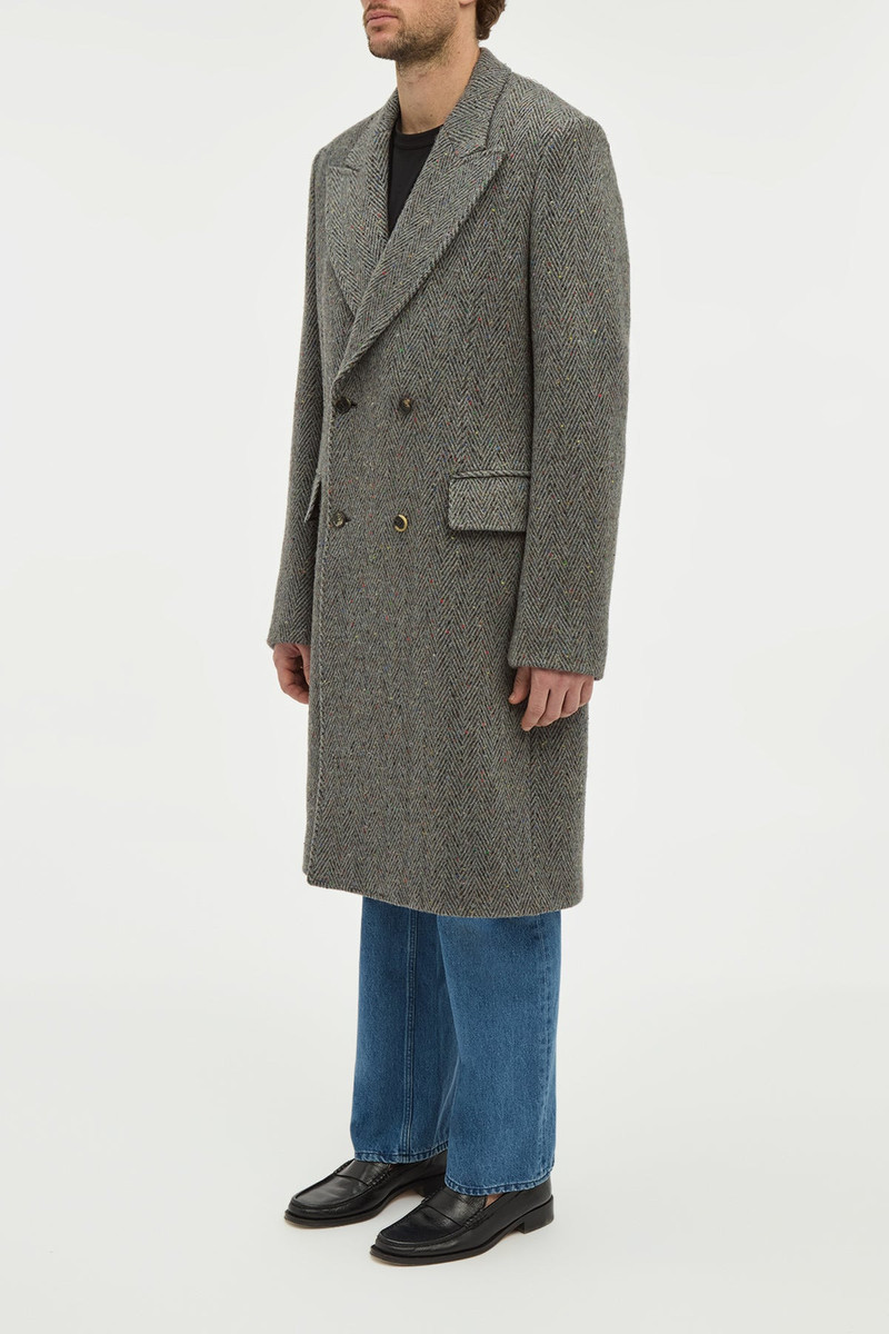 Mcaffrey Coat in Charcoal Multi Cashmere Wool Herringbone 5