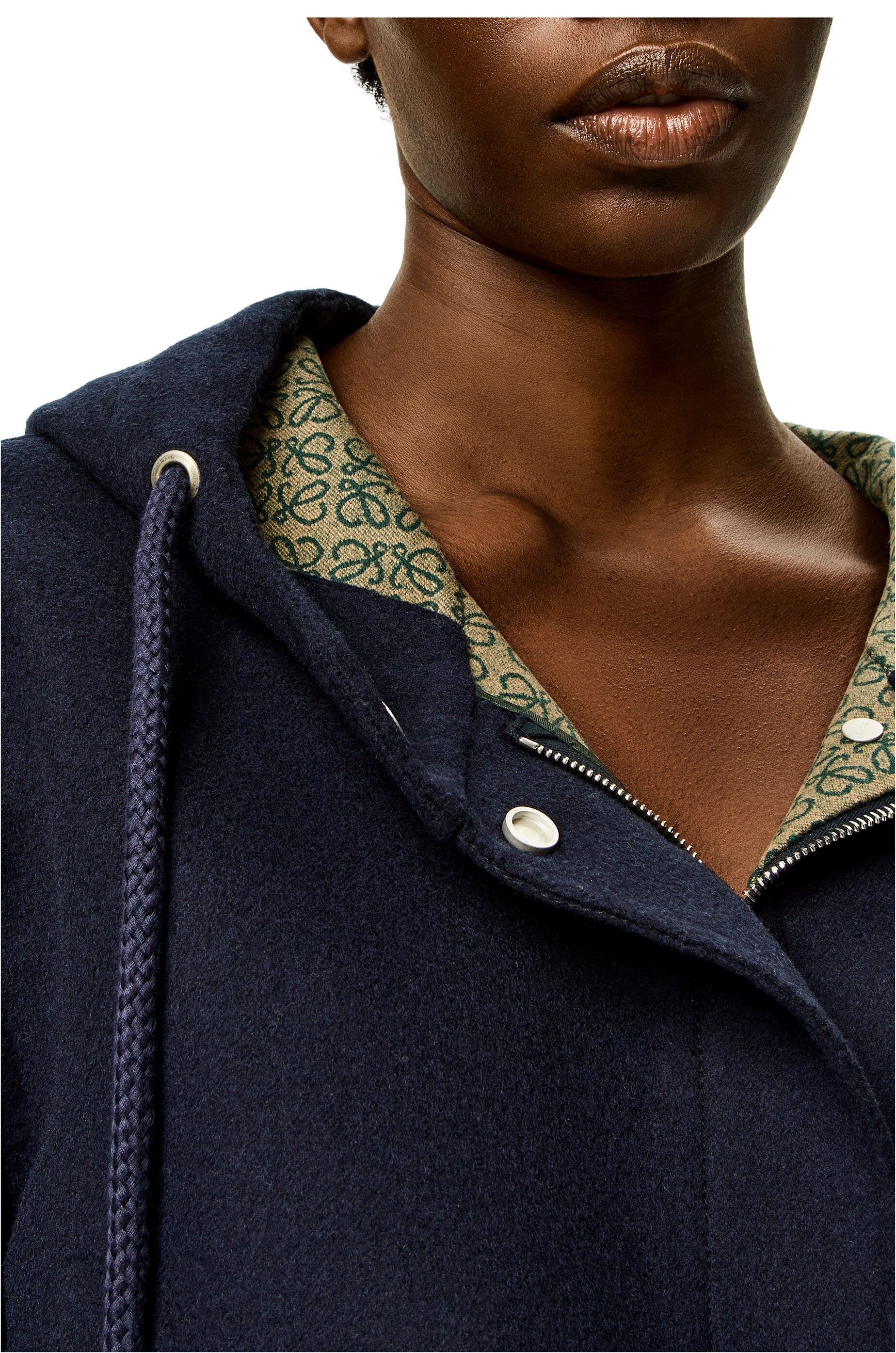 Anagram jacquard hooded jacket in wool - 5