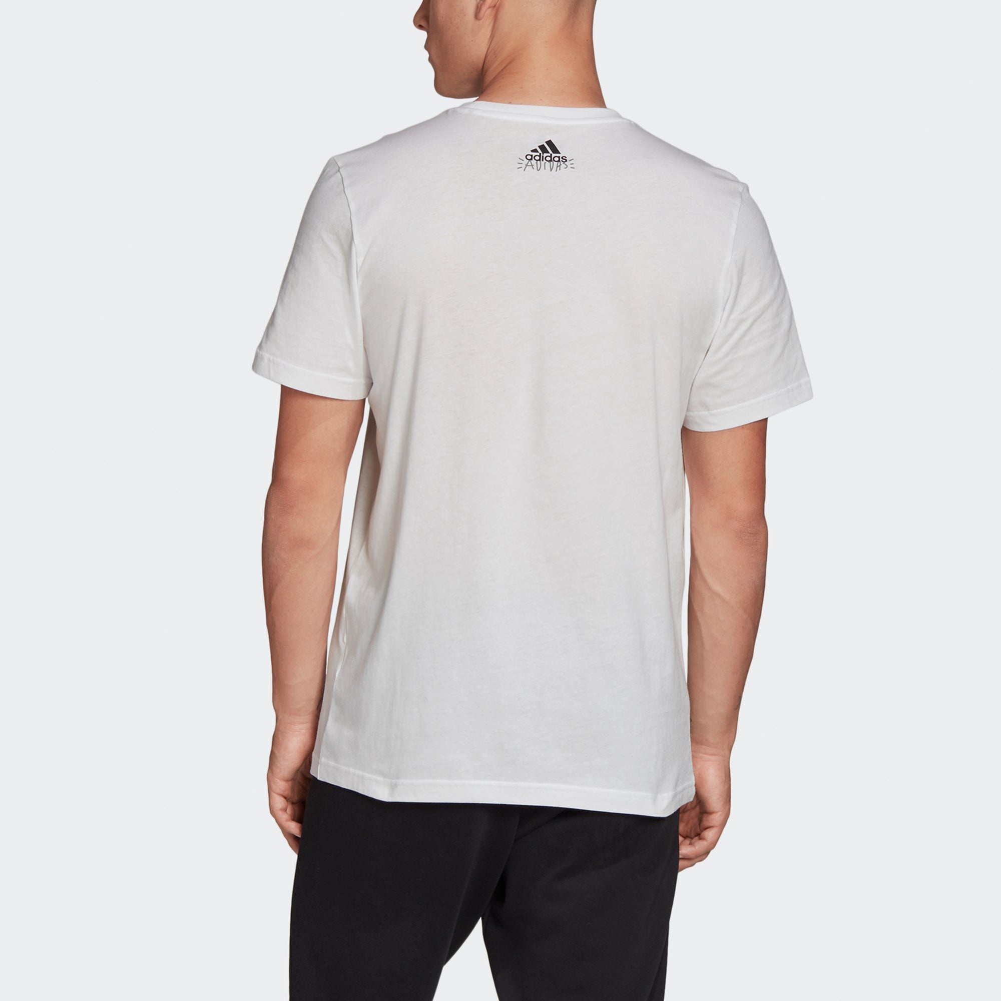 adidas Doodle Photos Photo Printing Sports Round Neck Short Sleeve White FN1715 - 4