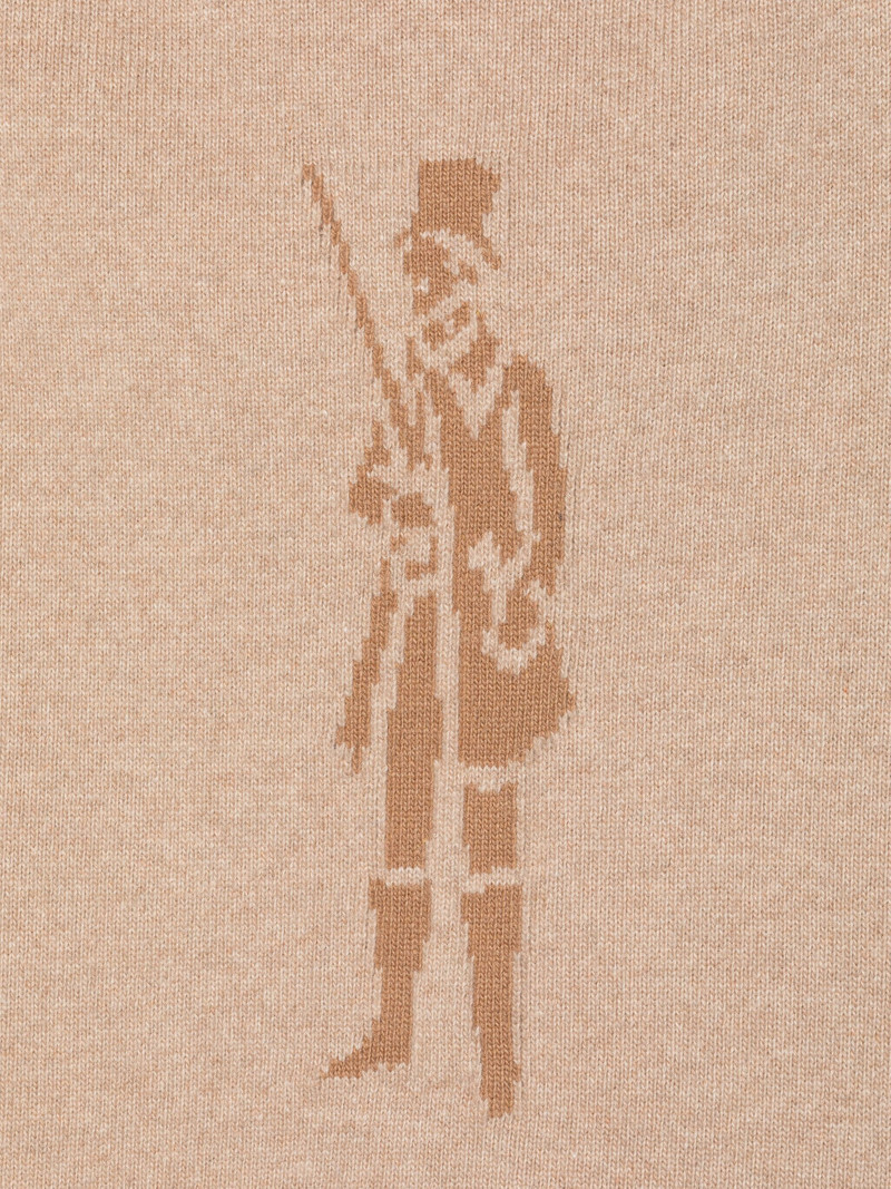 BEIGE MERINO WOOL & CASHMERE LOGO CREWNECK SWEATER 5