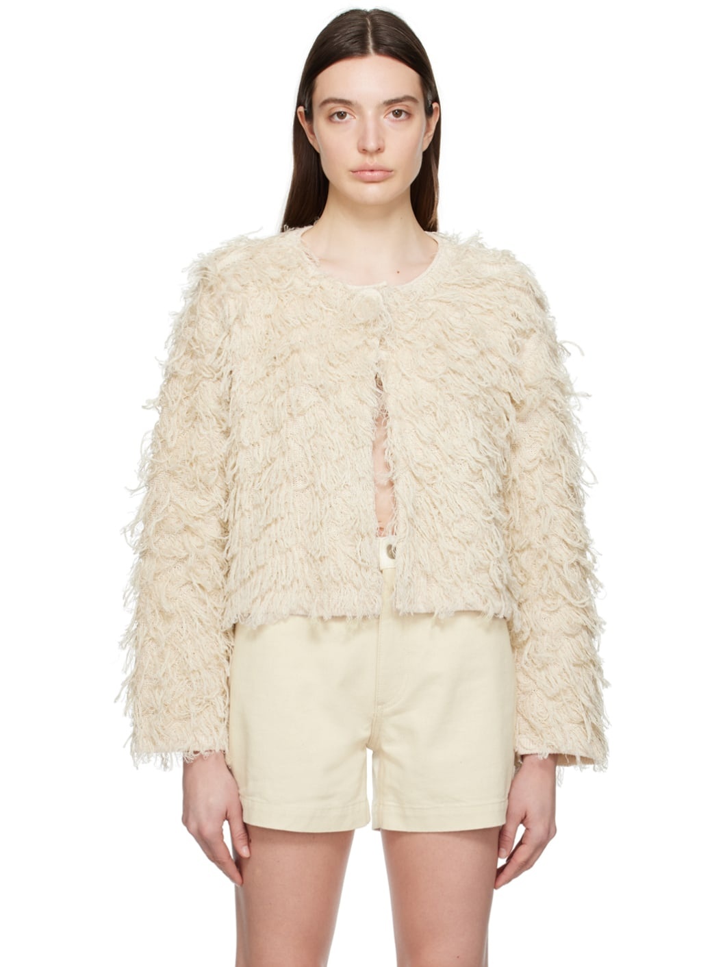 Beige Fringe Jacket - 1