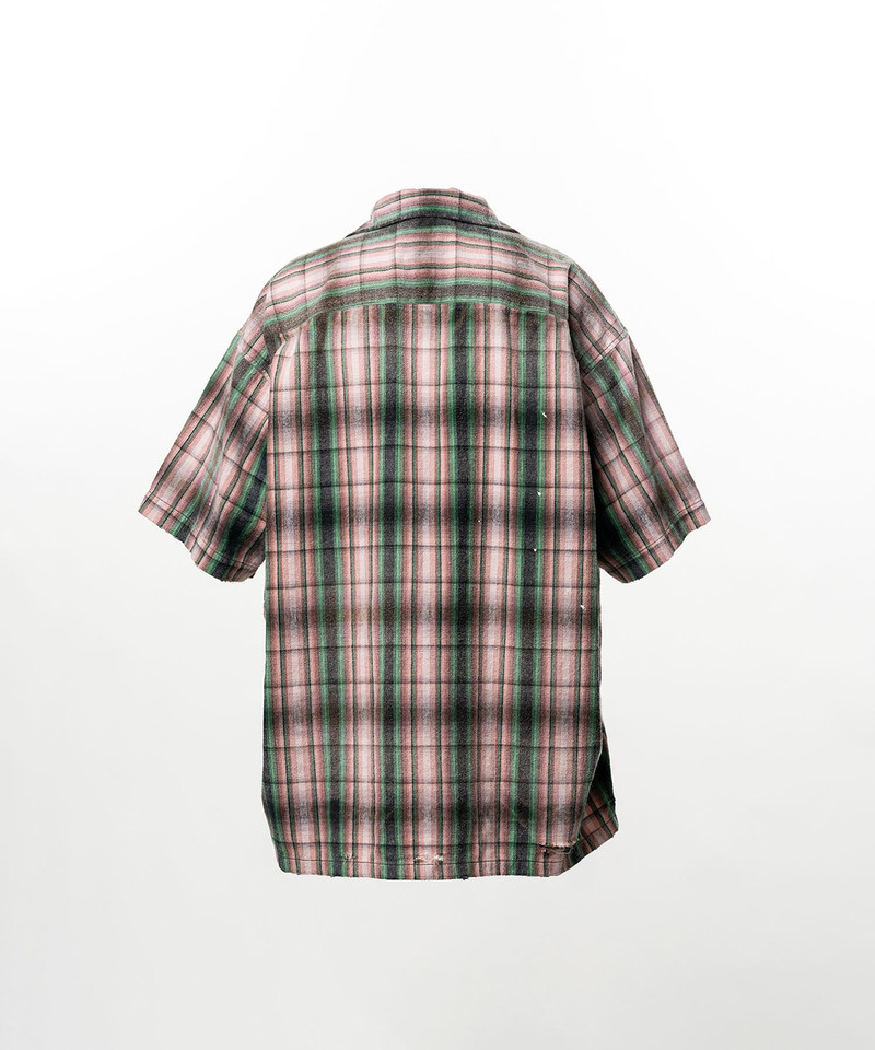 Embellished Sticker Short Sleeve Check Shirt 23
