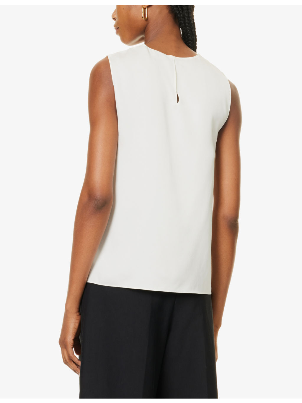 Sleeveless regular-fit silk top - 4