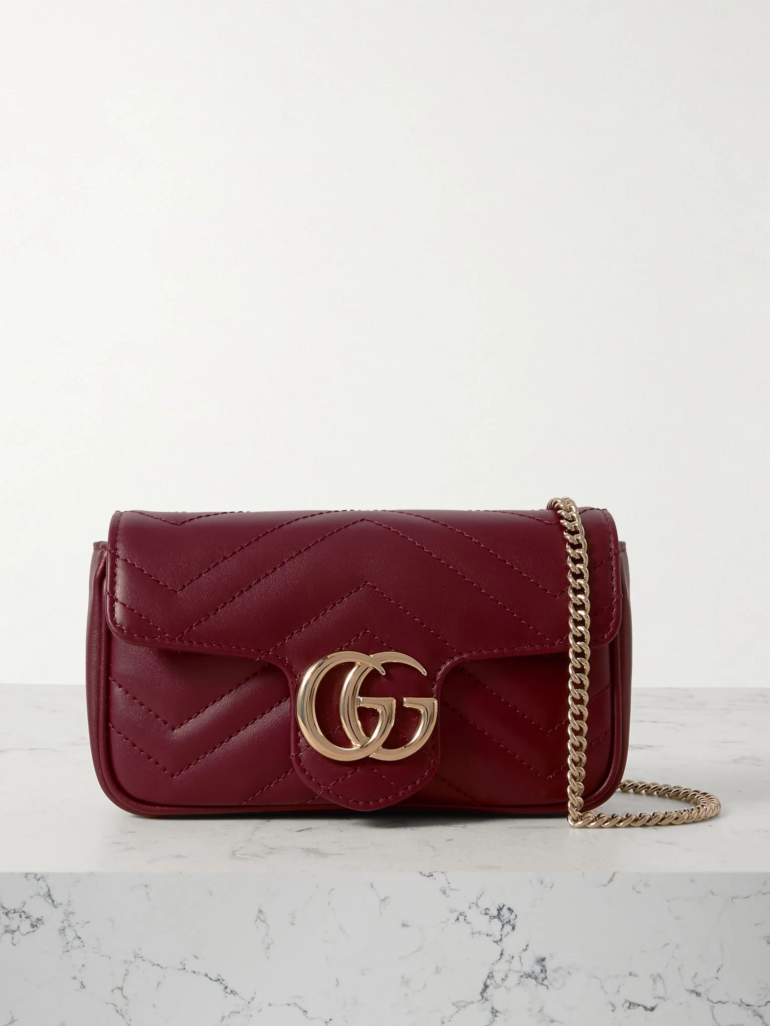 GG Marmont 2.0 matelassé leather mini shoulder bag Burgundy - 1